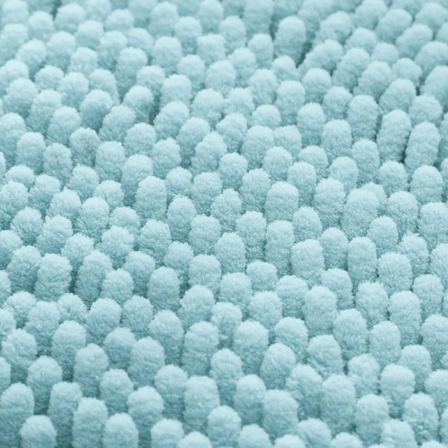 HOMEIDEAS 3 Pieces Bathroom Rugs, Ultra Soft Non Slip Absorbent Chenille Toilet Bath Mat Set (Light Blue)