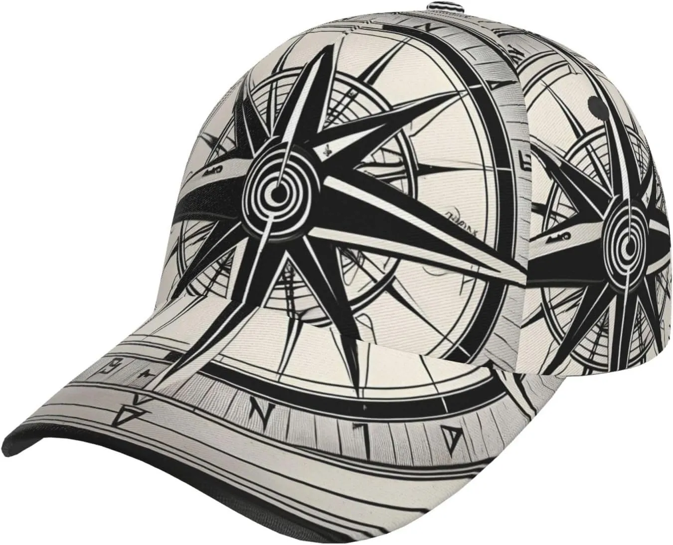 Law of The Compass Navigation 1 Print Adjustable Baseball Cap,Men Women Retro Style Baseball Hat,Suitable for Outdoor Sports Black