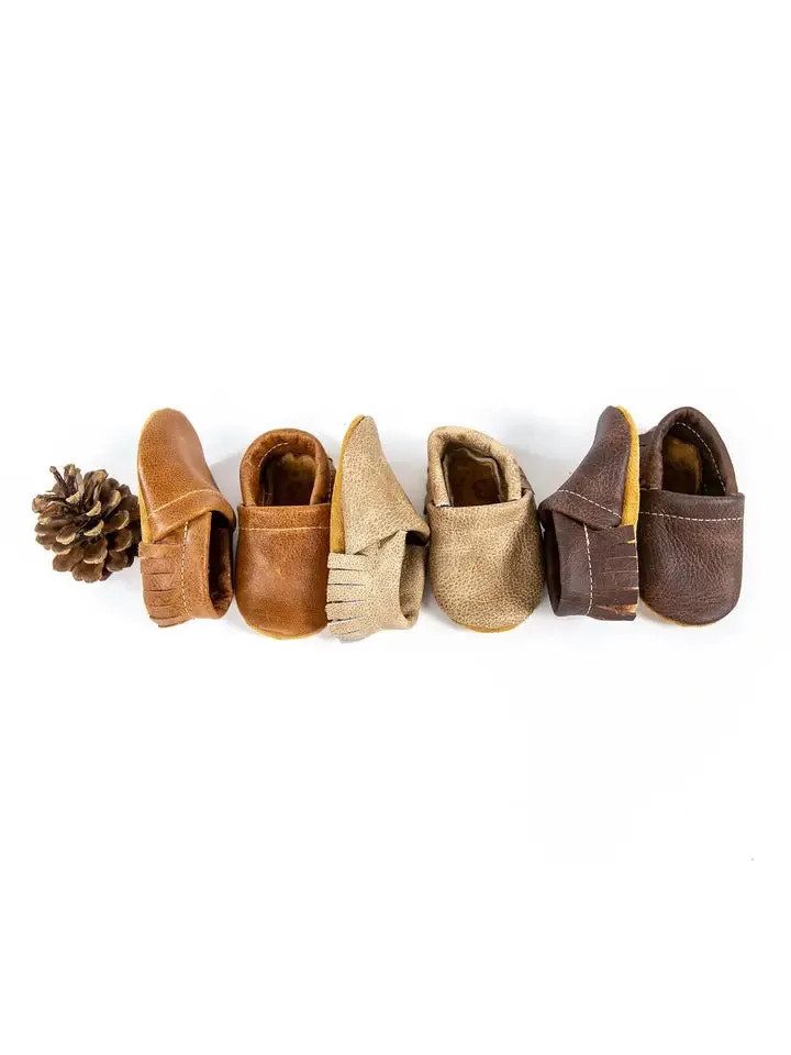 Leather Fringe Newborn Moccasin