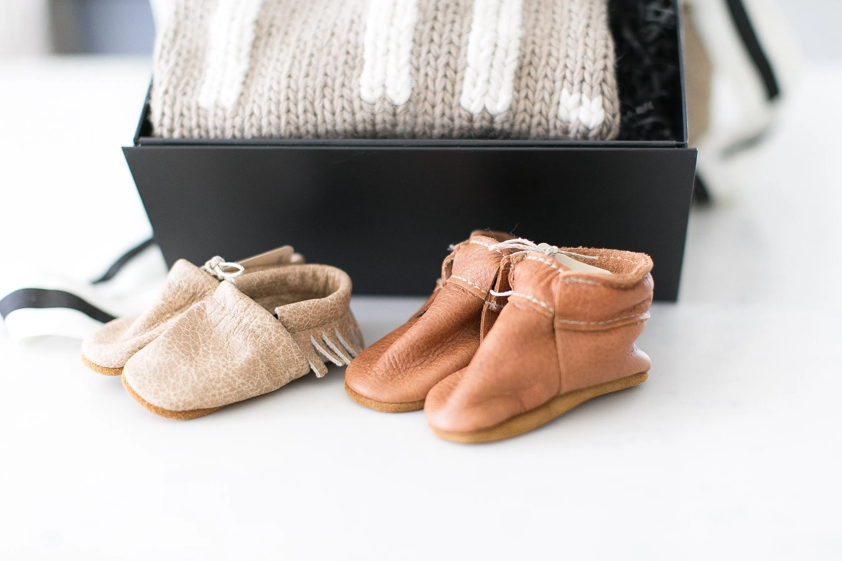 Leather Fringe Newborn Moccasin