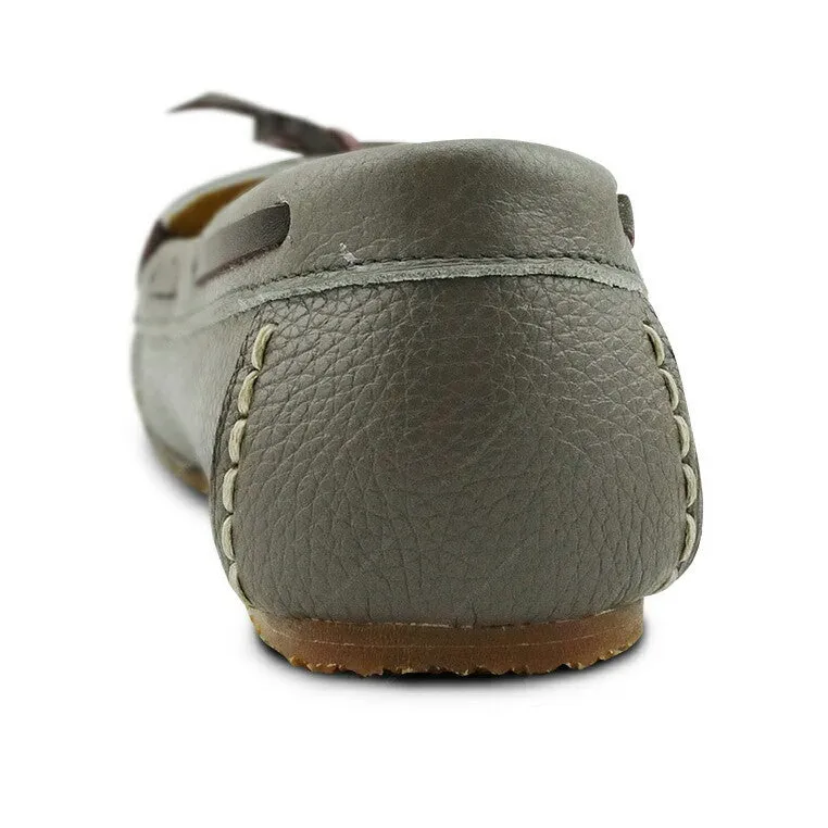 Leather Lace Moccasin Wrinkle Soft Stone Grey