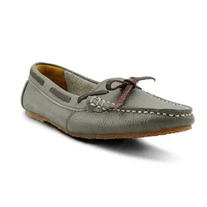 Leather Lace Moccasin Wrinkle Soft Stone Grey
