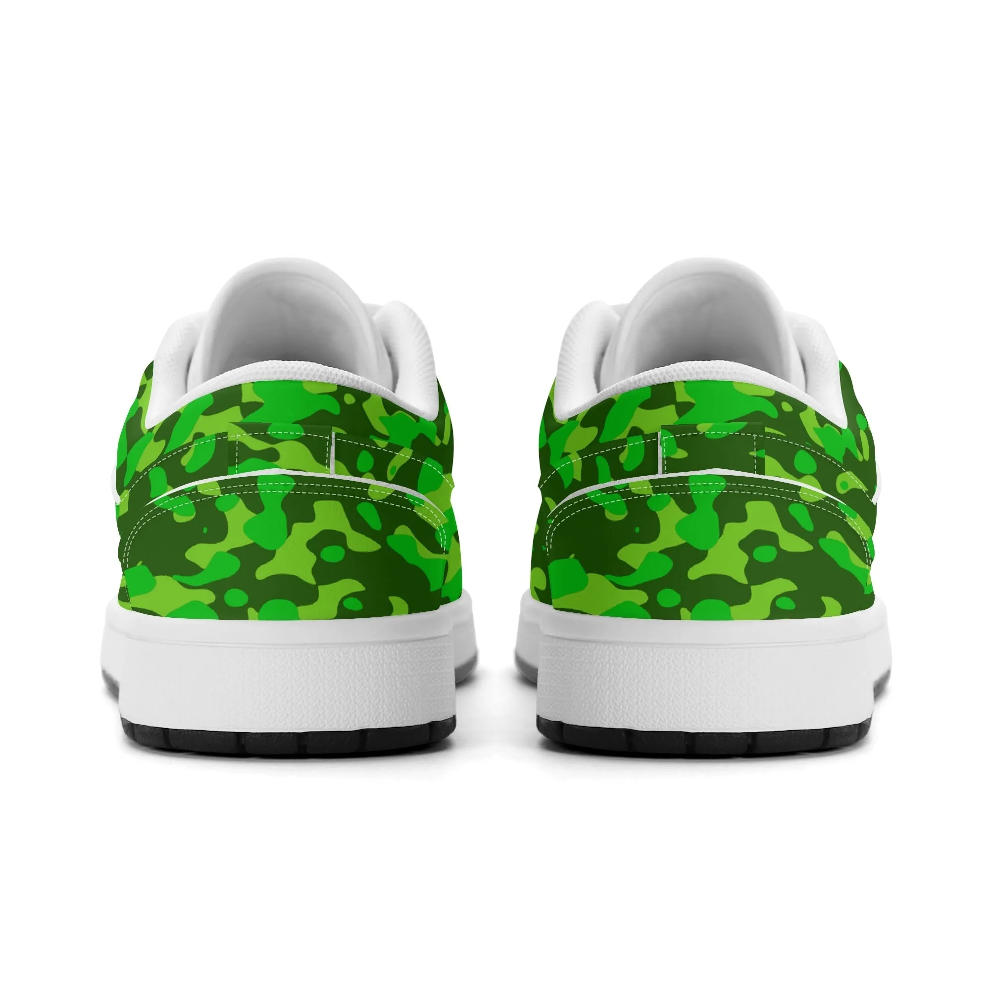 Lime Green Camouflage Low Top Leder Sneaker für Herren