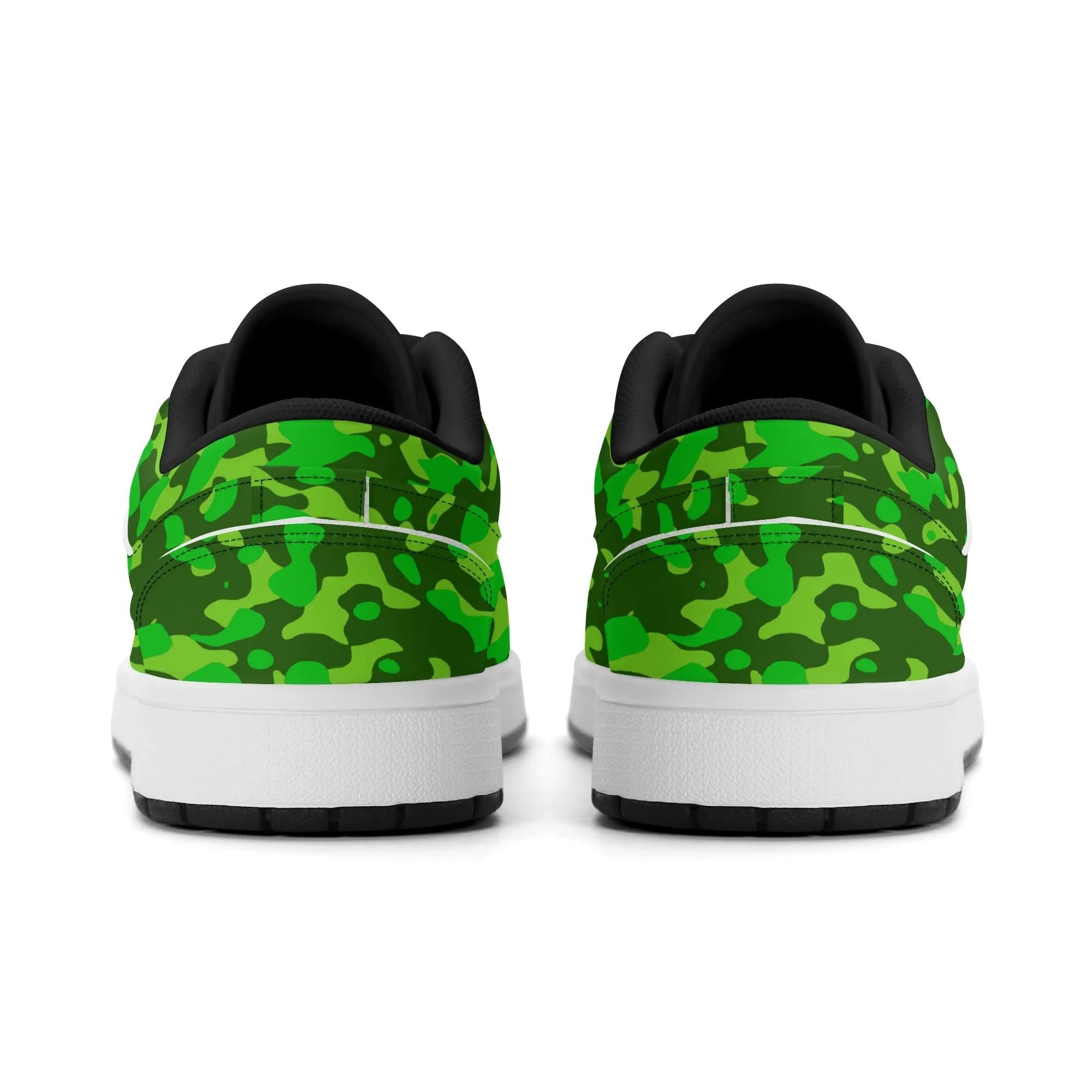 Lime Green Camouflage Low Top Leder Sneaker für Herren