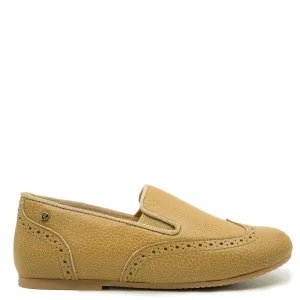 Manuela Taupe Pebbled Wingtip Smoking Loafer