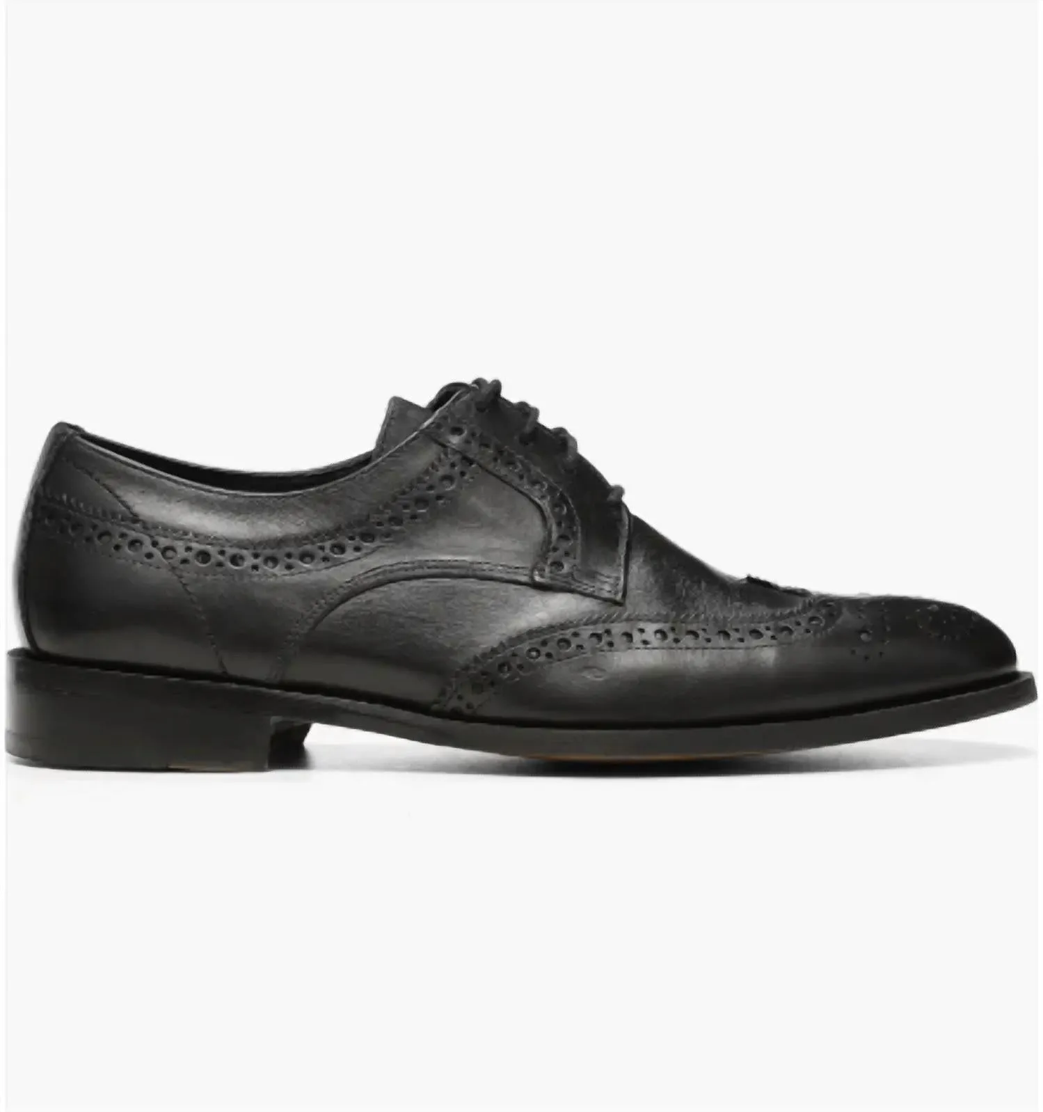 Men's Damien Leather Wingtip Derby In Black