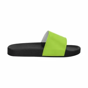 Mens Slide Sandals - Yellow Green Flip Flops by inQue.Style