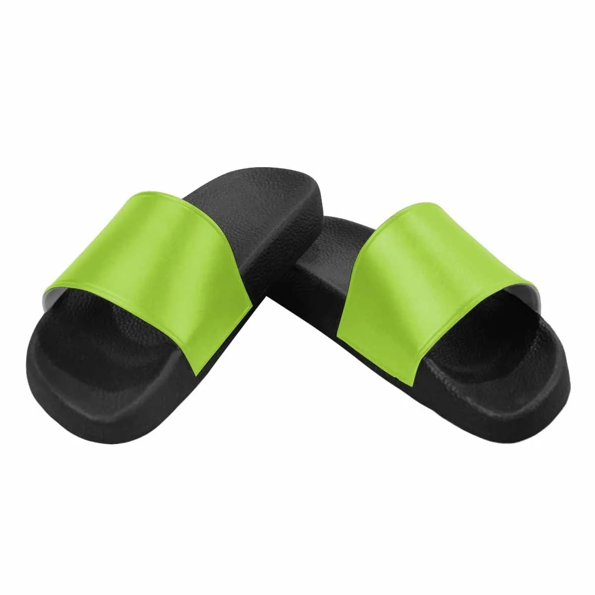 Mens Slide Sandals - Yellow Green Flip Flops by inQue.Style
