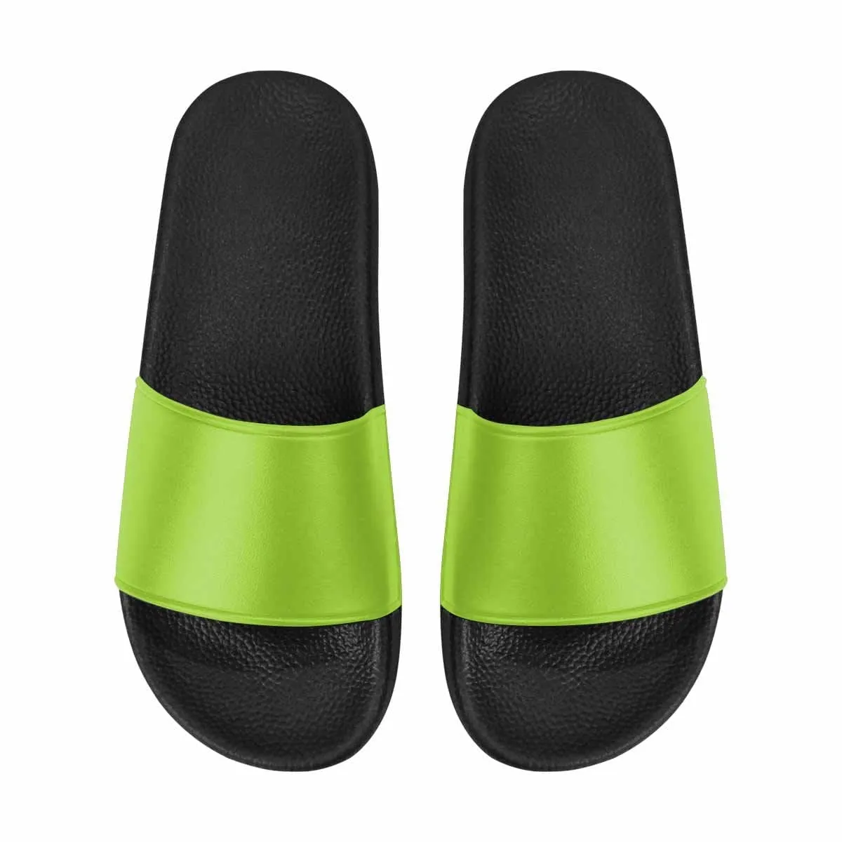 Mens Slide Sandals - Yellow Green Flip Flops by inQue.Style