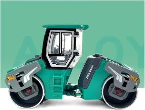 Metal Die Cast Toy Cars 1:60 for Alloy Double Steel Wheel Roller with Open Door Paving Machine Engineering Vehicle Model for Home Or Office Décor(Green)