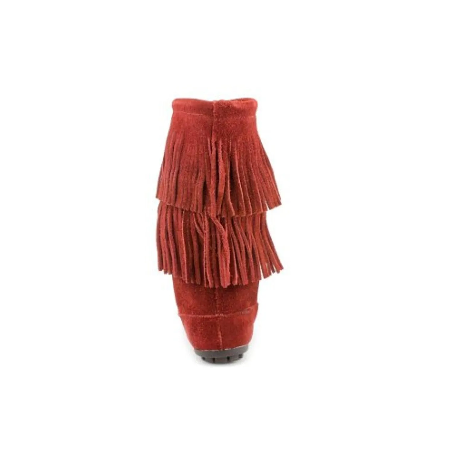 Minnetonka Women's Dallas Tribal Fringe Boots in Wine Size 6.5