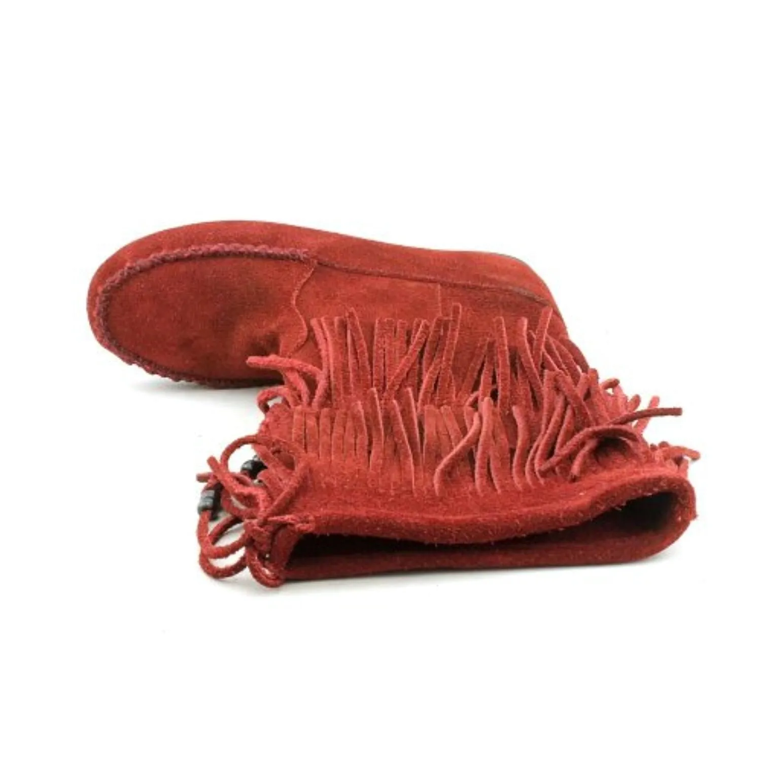Minnetonka Women's Dallas Tribal Fringe Boots in Wine Size 6.5