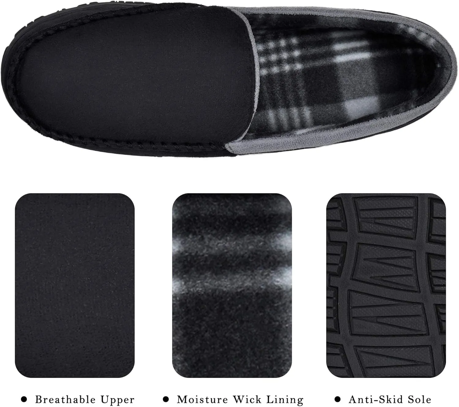 MIXIN Mens Moccasins Slippers Slip On House Shoes with Warm and Cozy Memory Foam Hard Sole Indoor Outdoor