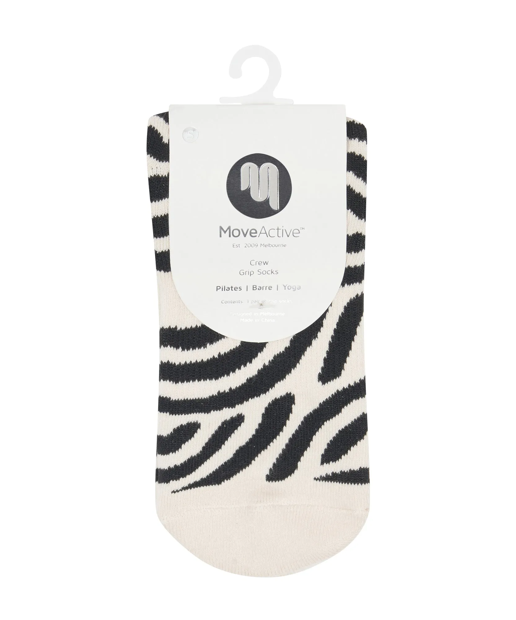 MoveActive - Crew Non Slip Grip Socks - Monochrome Swirl