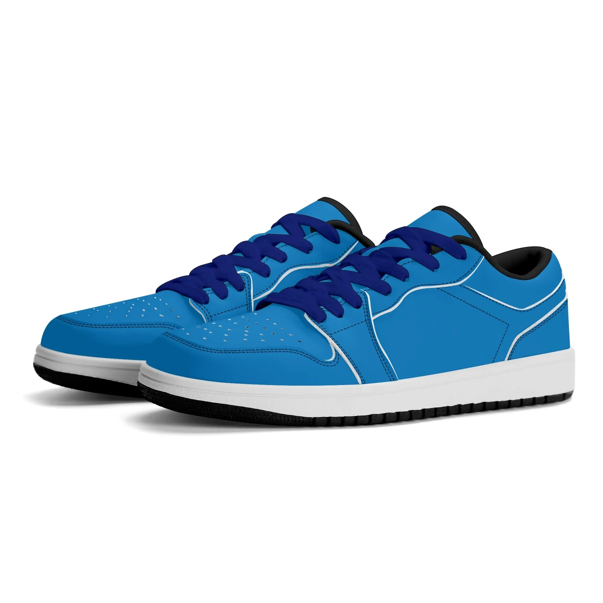 Navy Blue Low Top Leder Sneaker für Herren