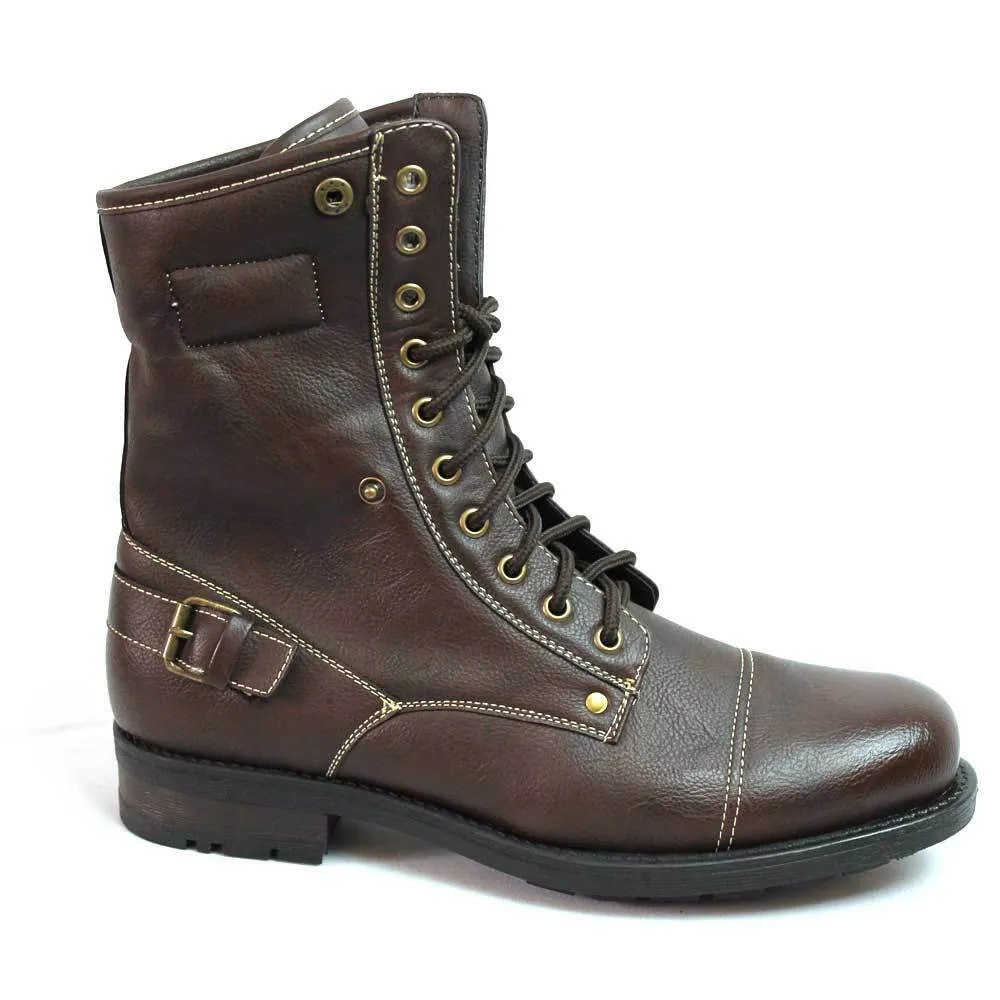 New Men's Polar Fox Dark Brown Winter Ankle Boot Fold Down Fur Combat 506015 / Color Brown / SIZE RUN: 1 SIZE BIG. ORDER 1 SIZE SMALLER / US Shoe Size (Men's) 7.5 US SIZE