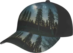 Night Sky with Trees Print Baseball Cap for Men and Women – Curved Brim, Perfect for Outdoor, Sports, Travel, and Four Seasons