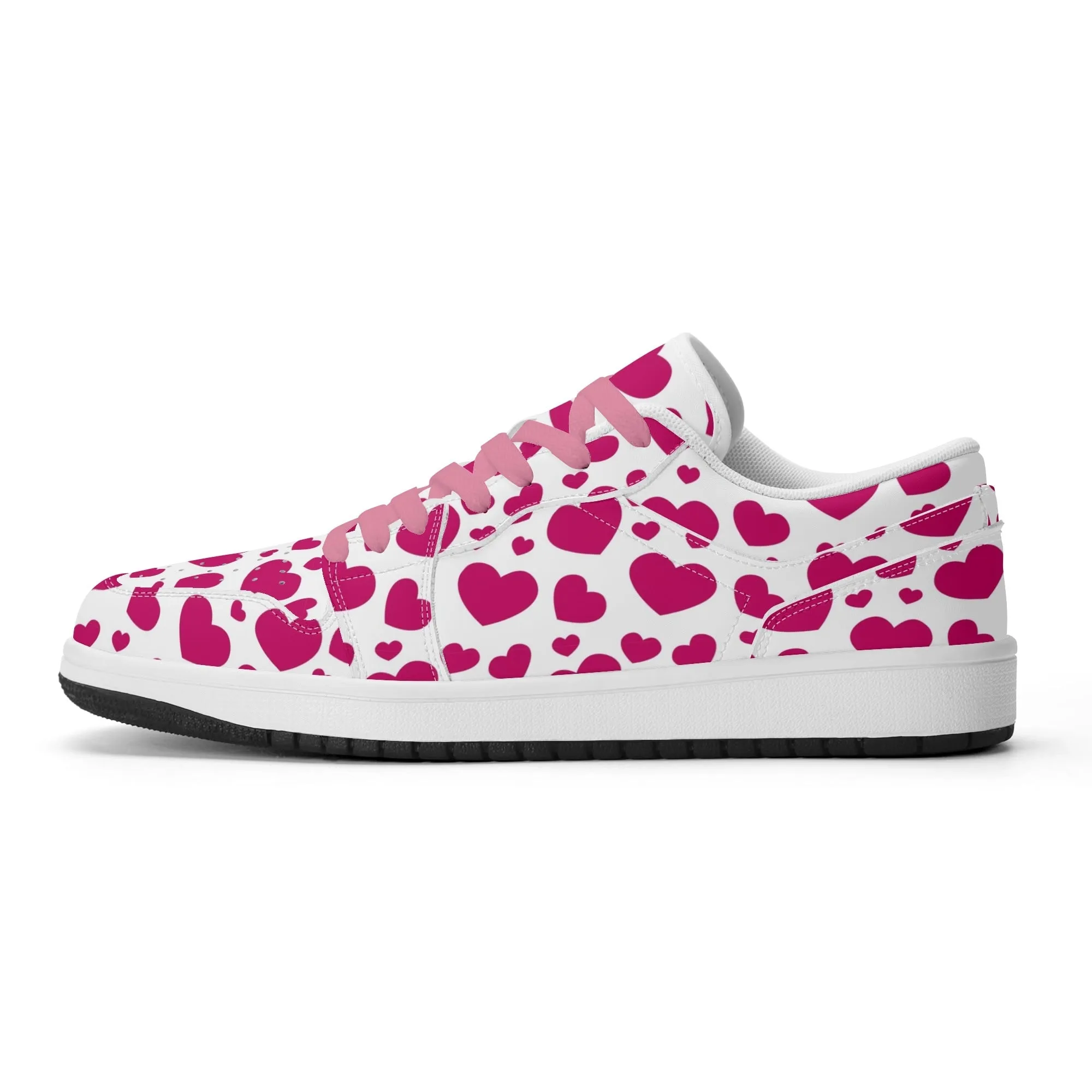 Pink Hearts Low Top Leder Sneaker für Herren