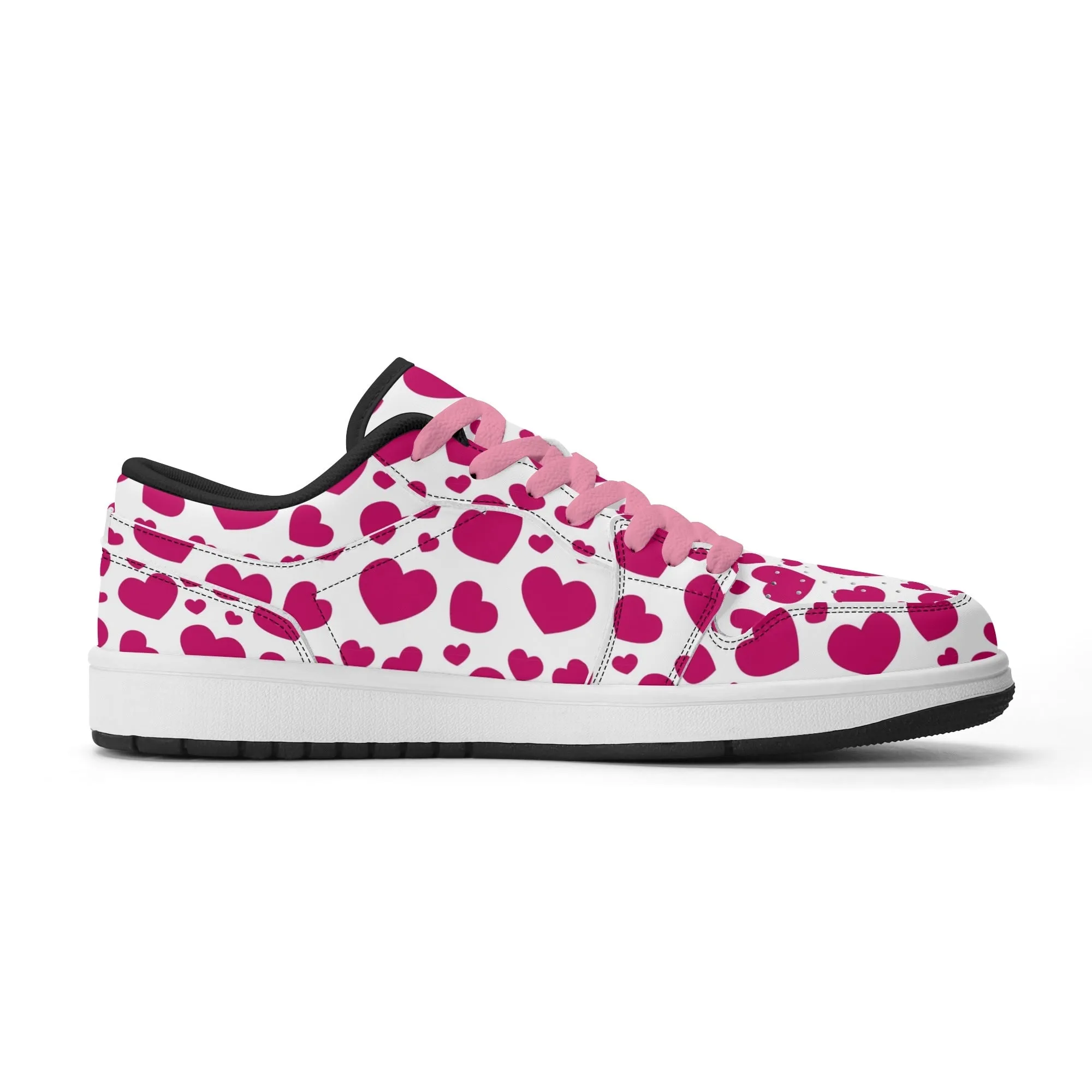 Pink Hearts Low Top Leder Sneaker für Herren