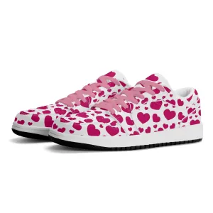 Pink Hearts Low Top Leder Sneaker für Herren