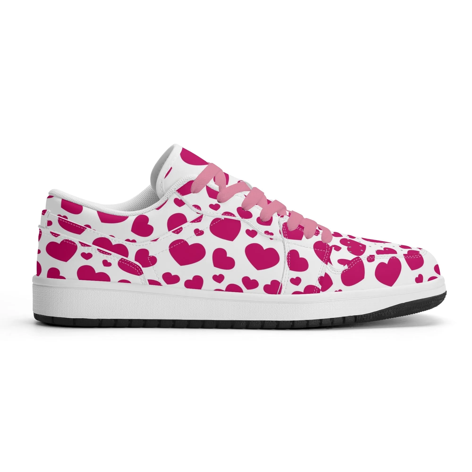 Pink Hearts Low Top Leder Sneaker für Herren
