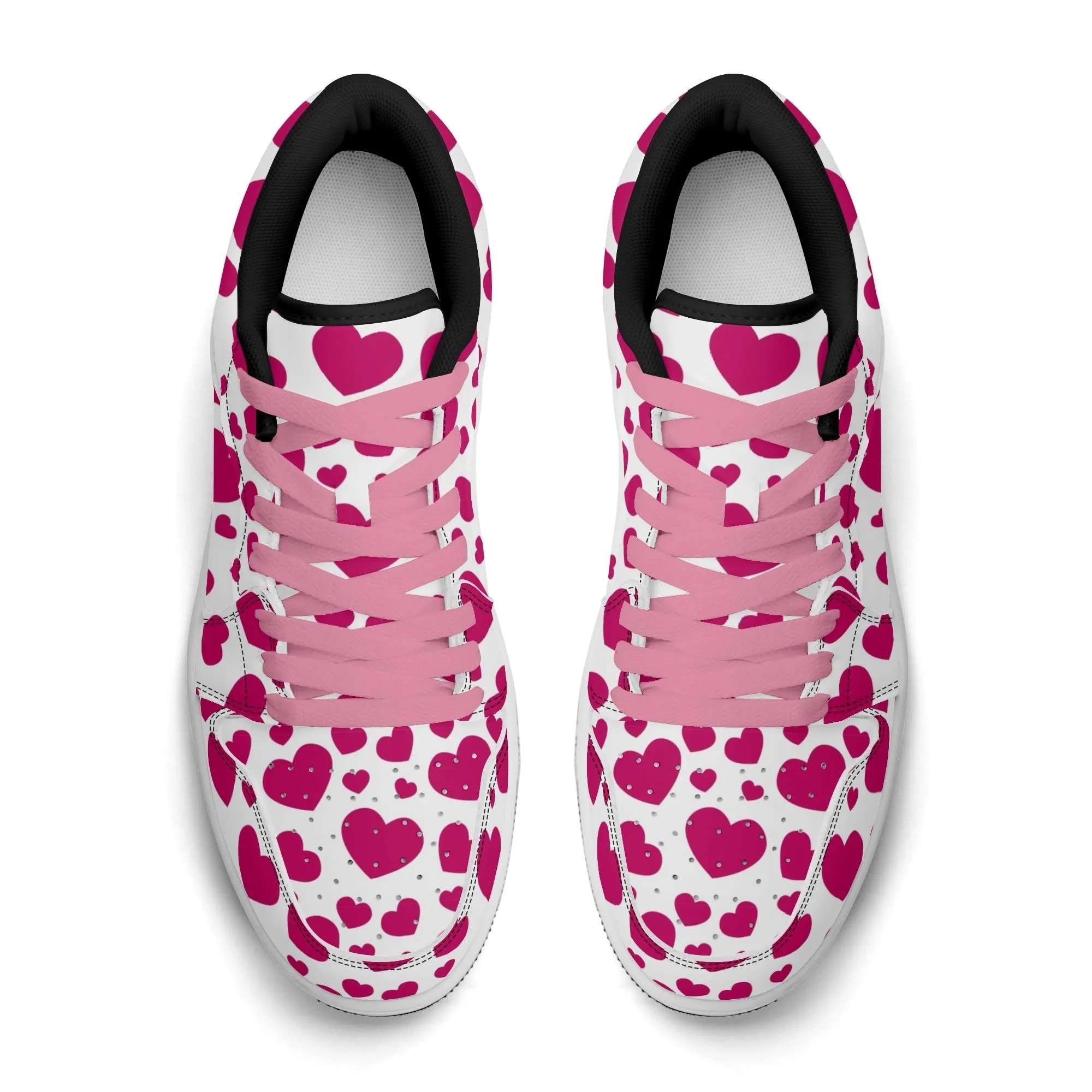 Pink Hearts Low Top Leder Sneaker für Herren