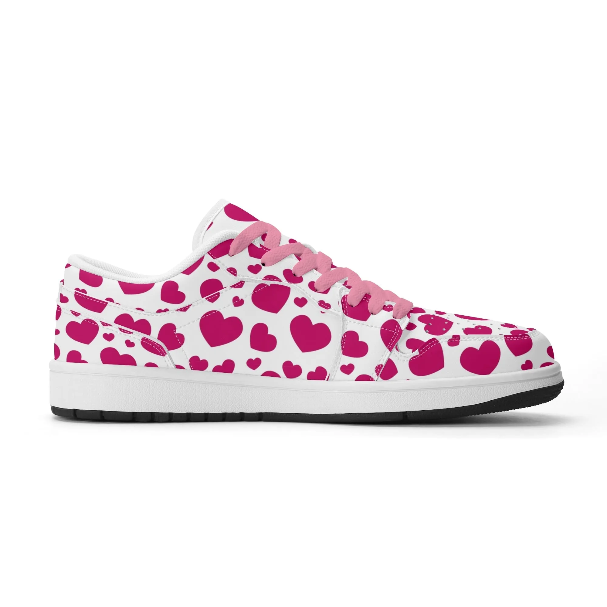 Pink Hearts Low Top Leder Sneaker für Herren