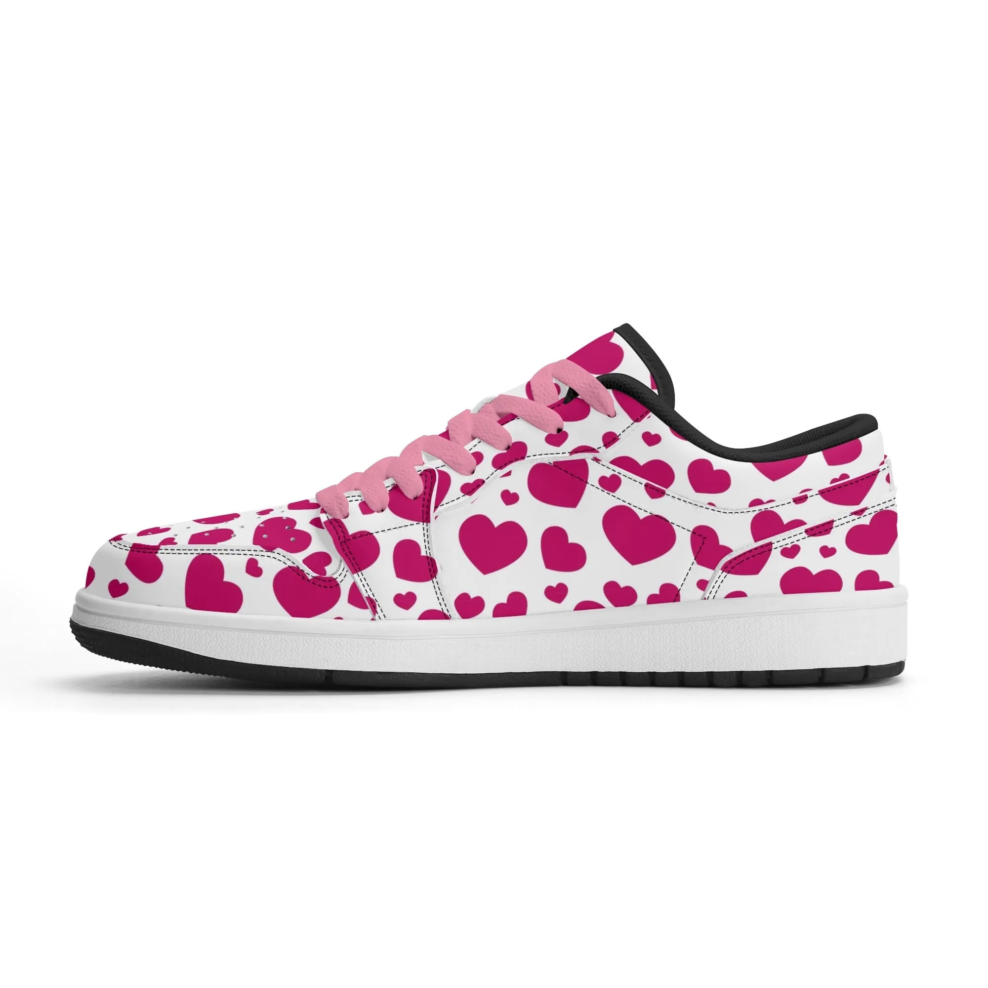 Pink Hearts Low Top Leder Sneaker für Herren