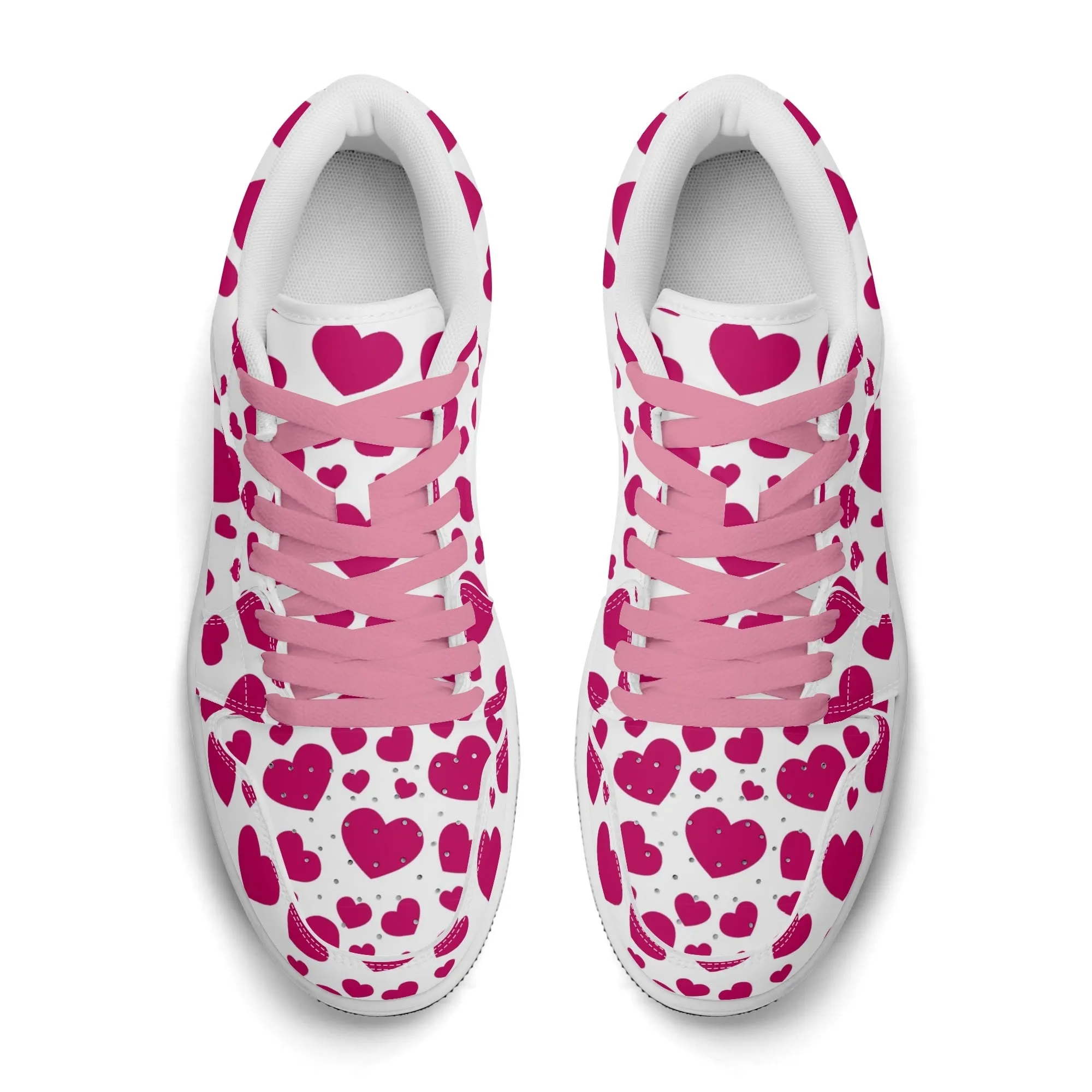 Pink Hearts Low Top Leder Sneaker für Herren
