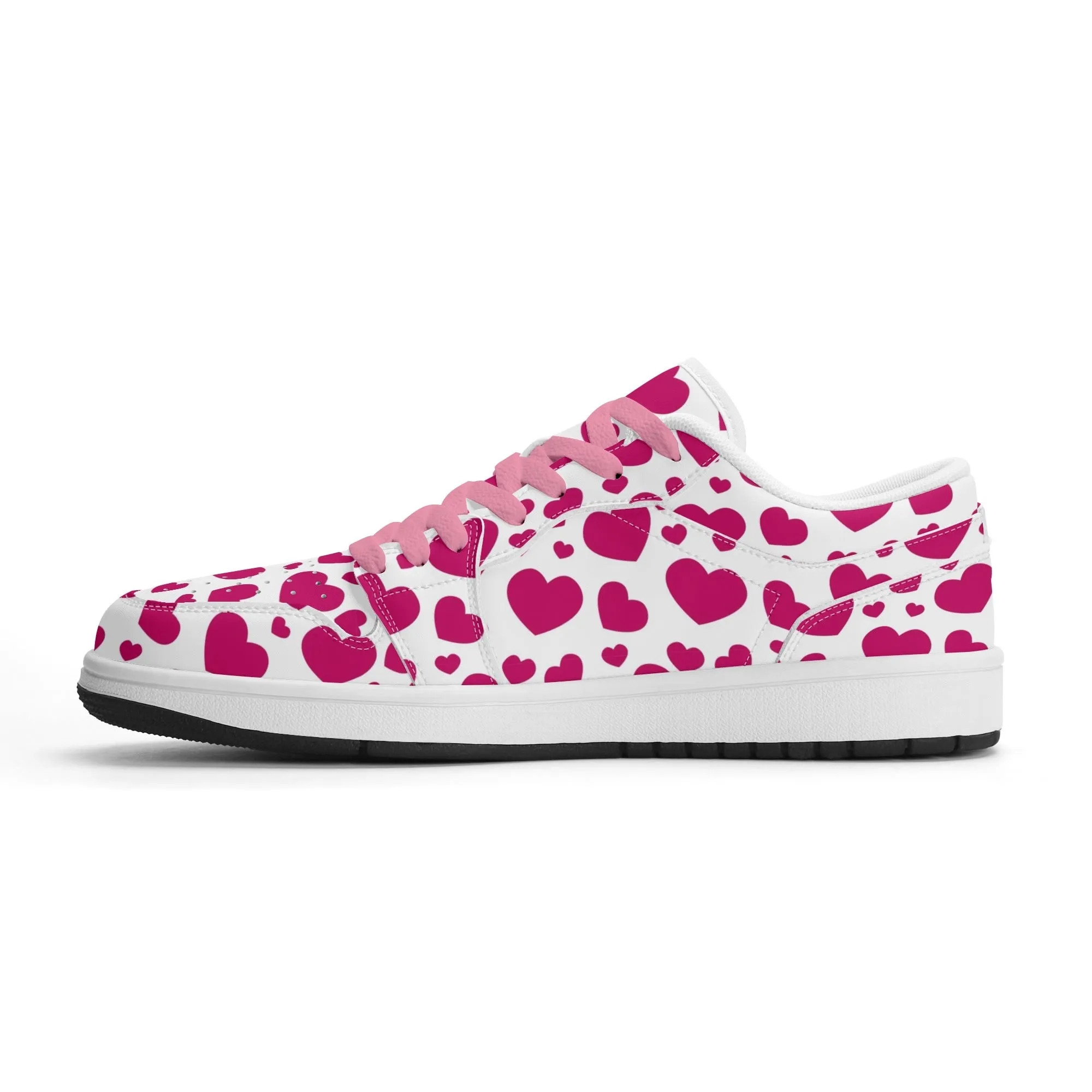 Pink Hearts Low Top Leder Sneaker für Herren