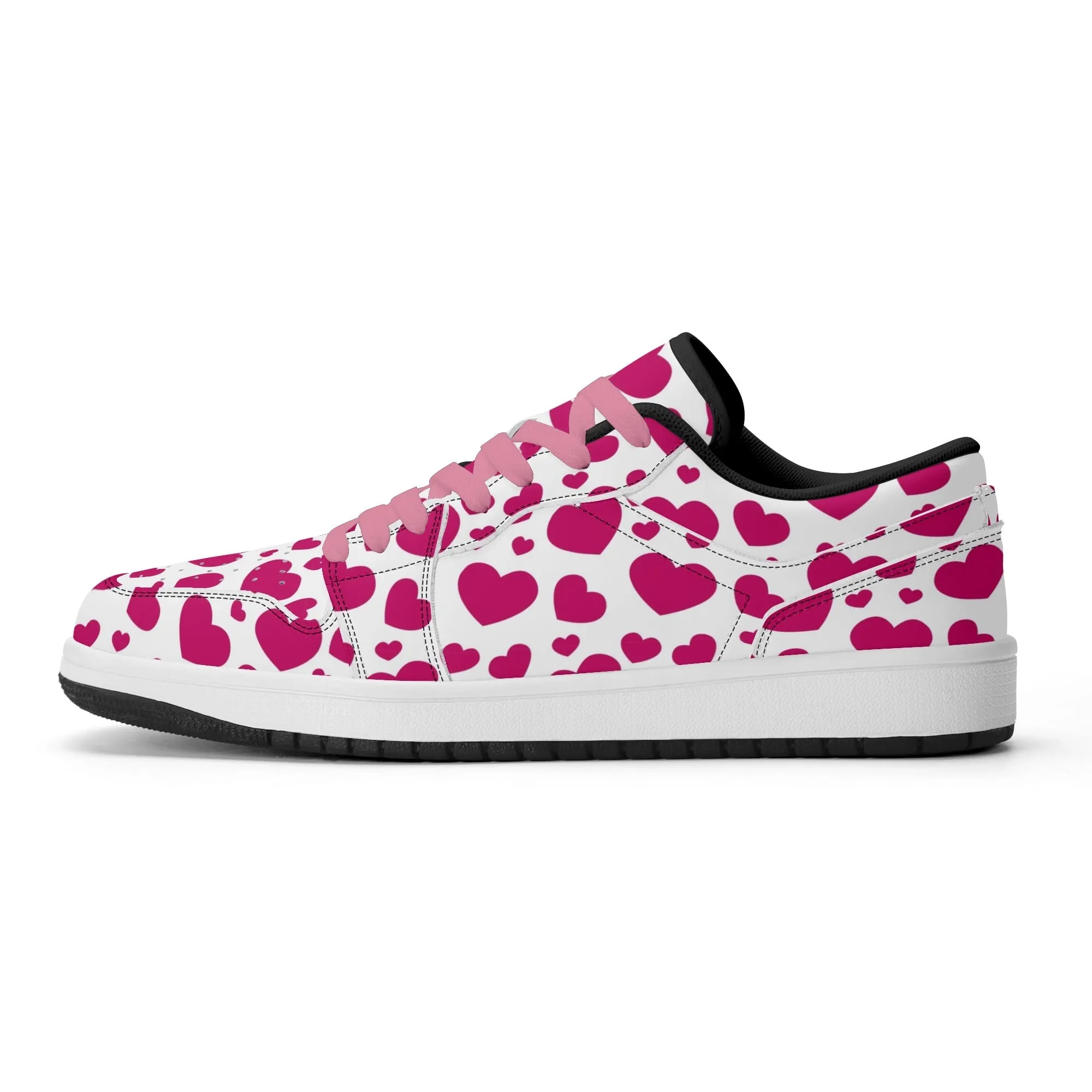Pink Hearts Low Top Leder Sneaker für Herren