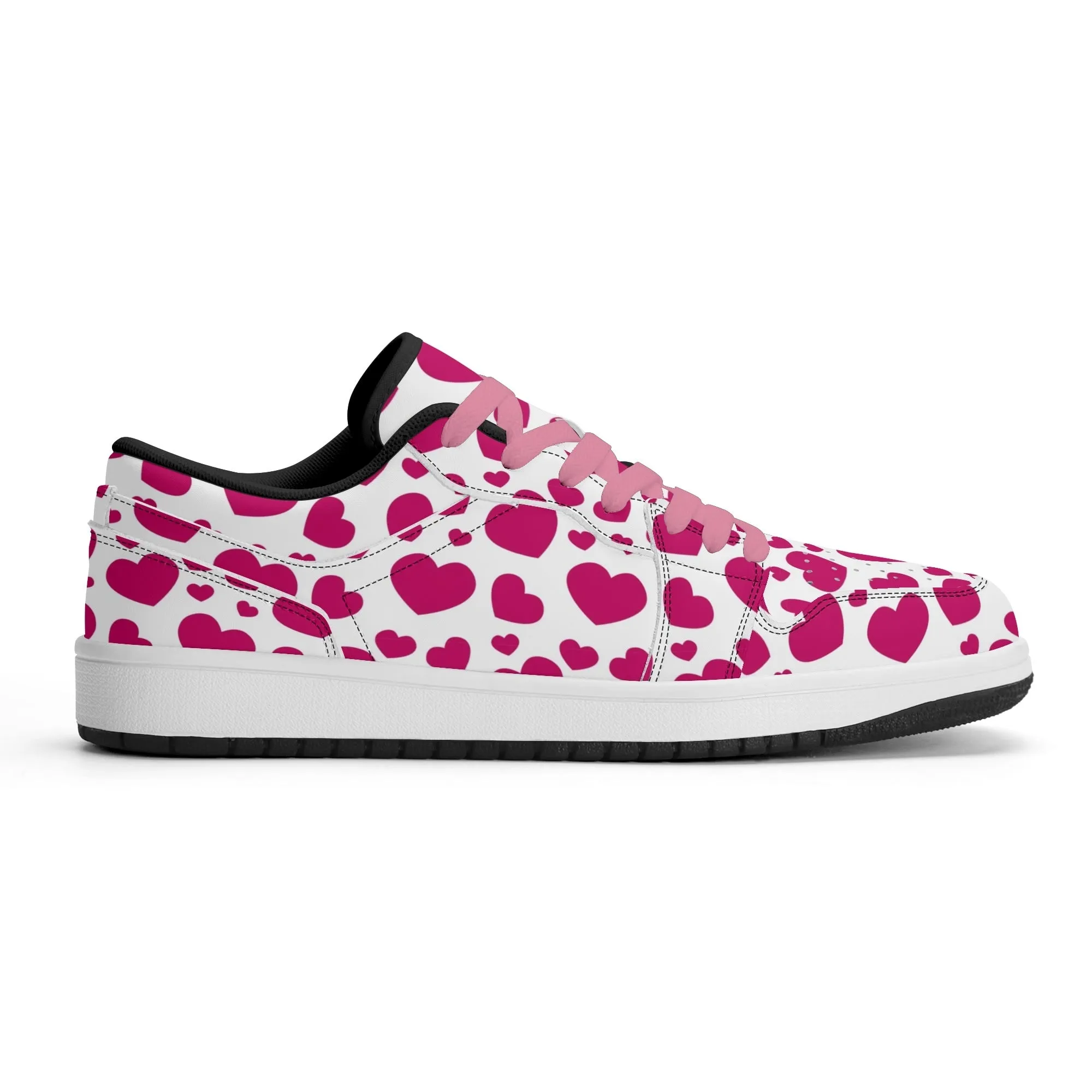 Pink Hearts Low Top Leder Sneaker für Herren