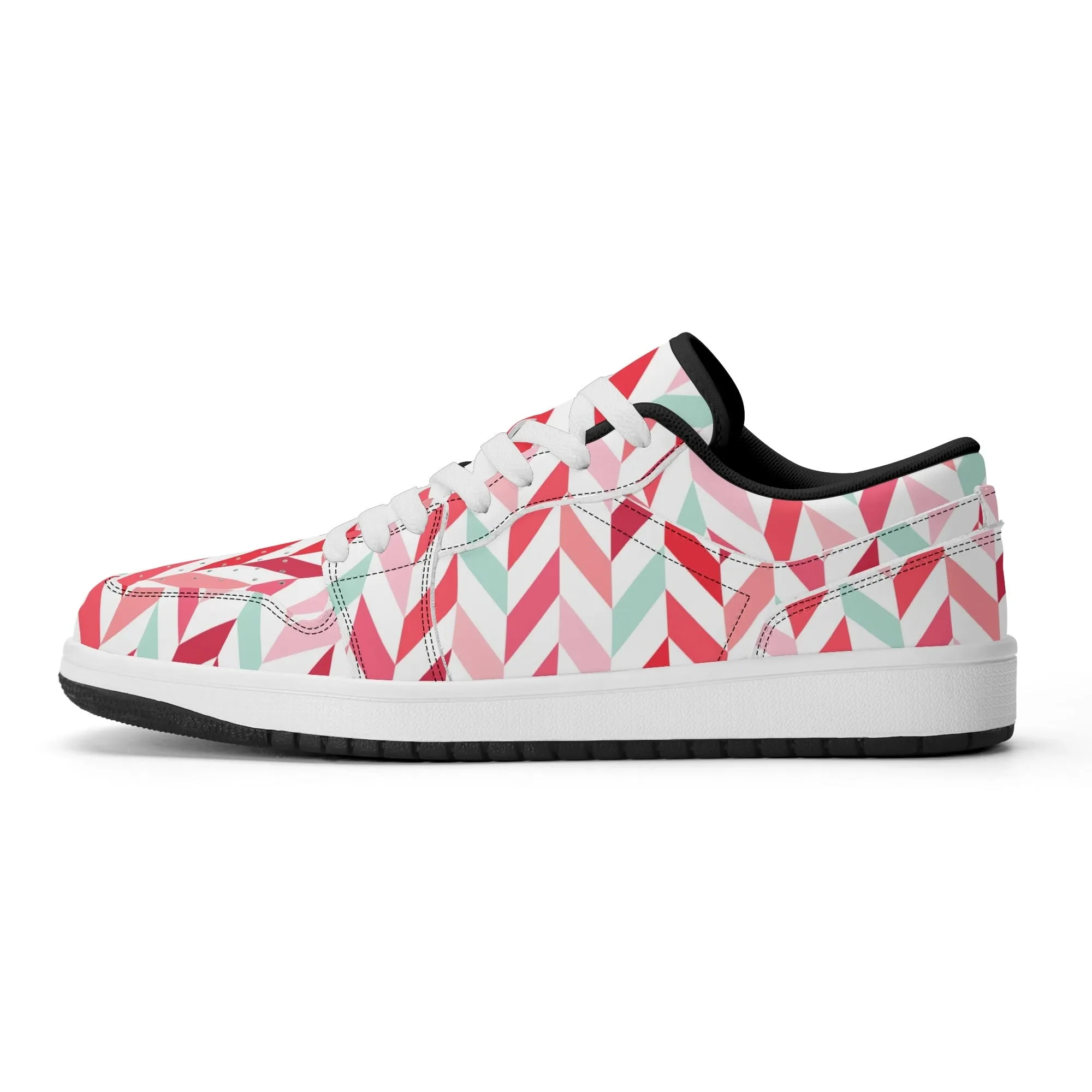 Pink Lines Low Top Leder Sneaker für Damen