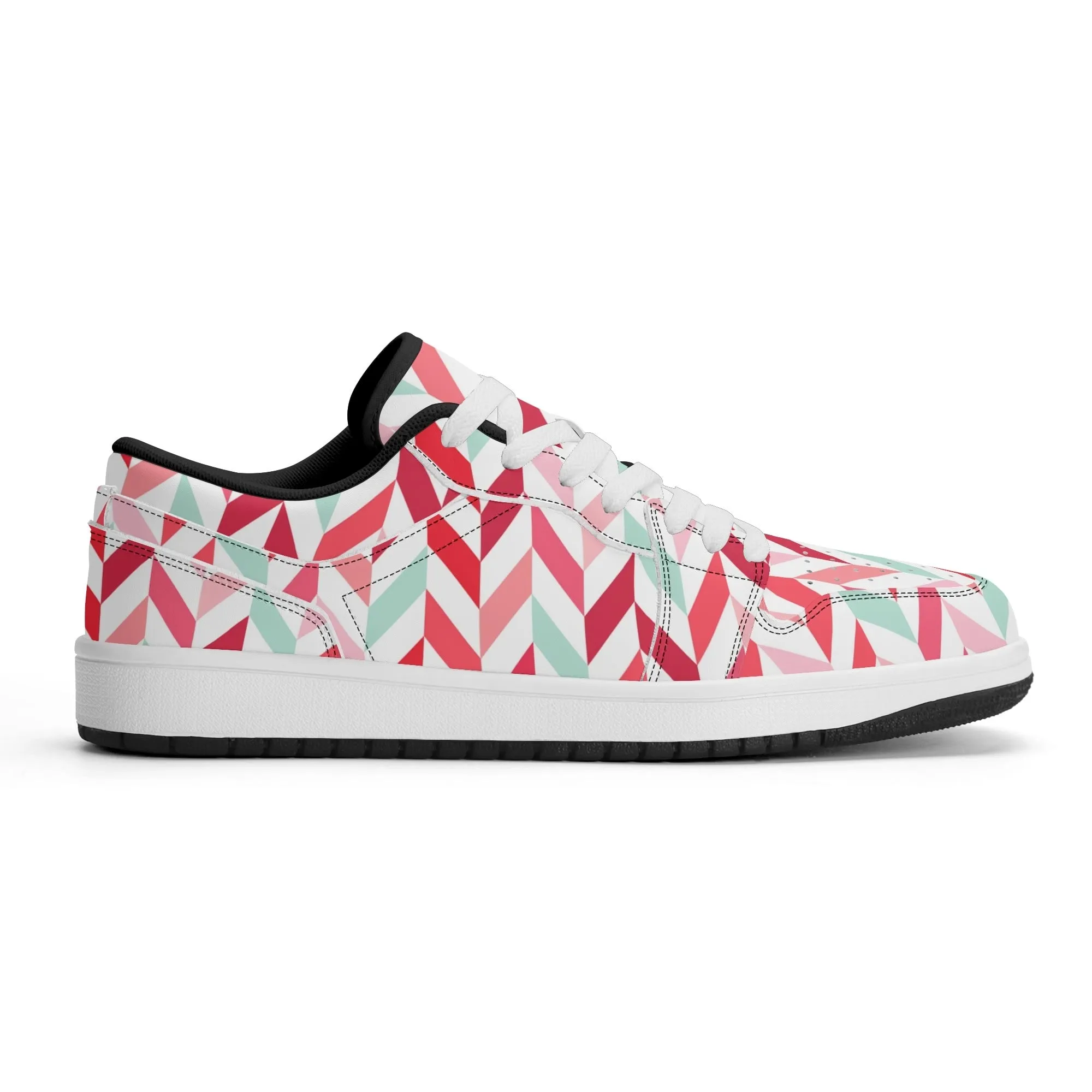 Pink Lines Low Top Leder Sneaker für Damen