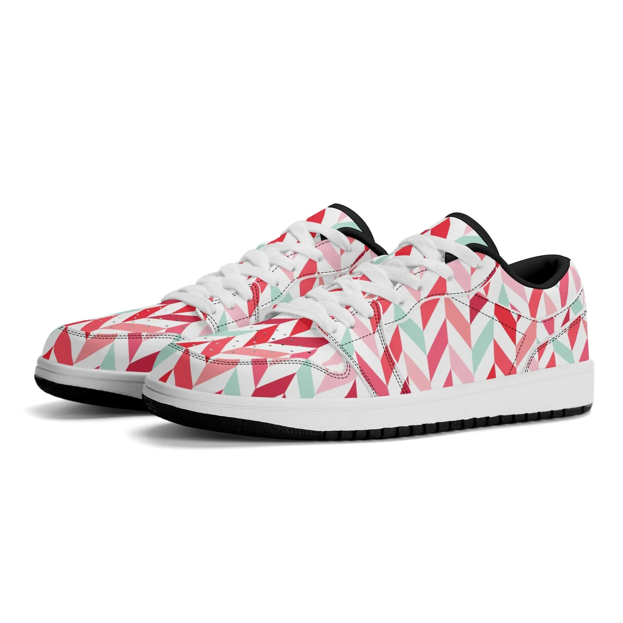 Pink Lines Low Top Leder Sneaker für Damen