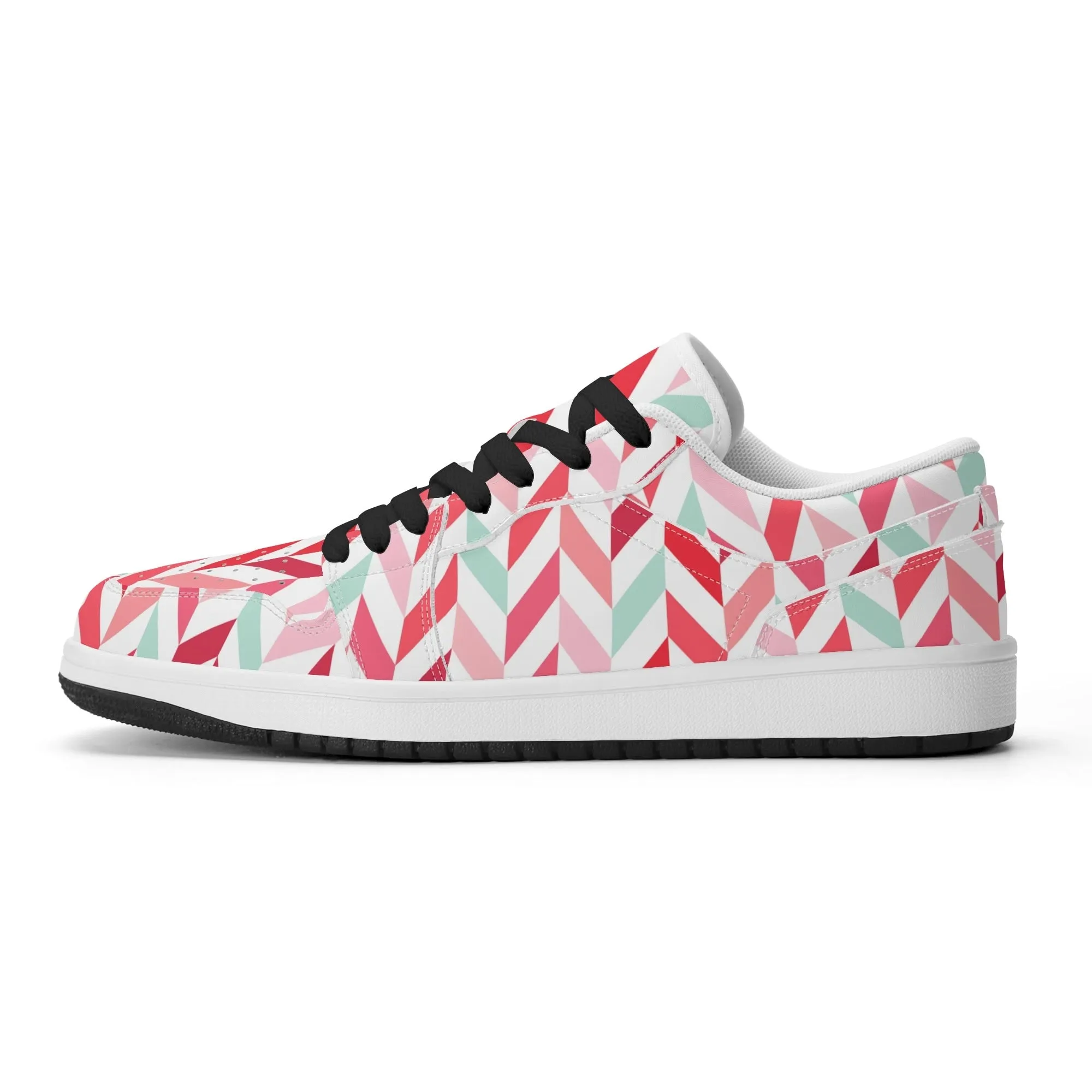 Pink Lines Low Top Leder Sneaker für Damen