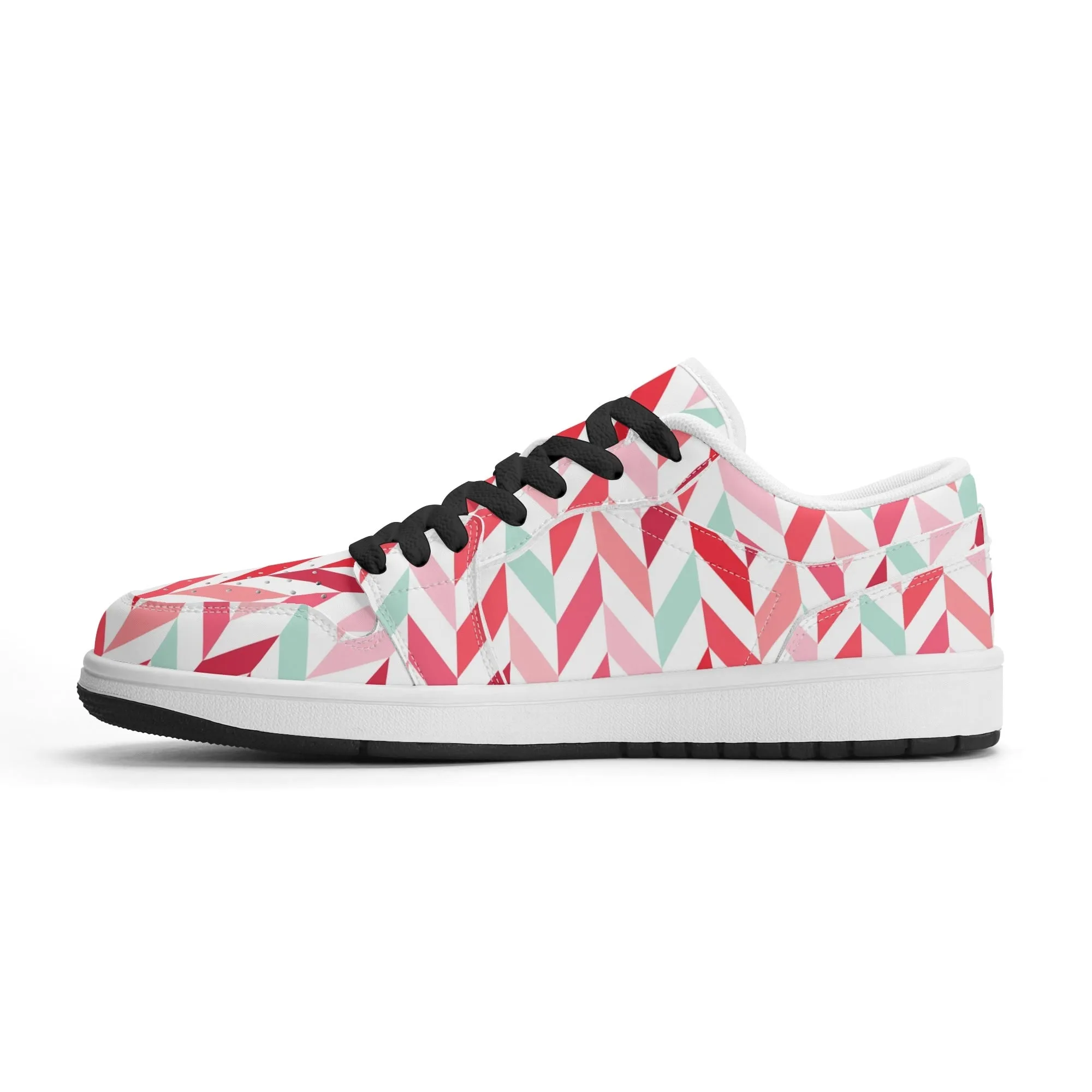 Pink Lines Low Top Leder Sneaker für Damen