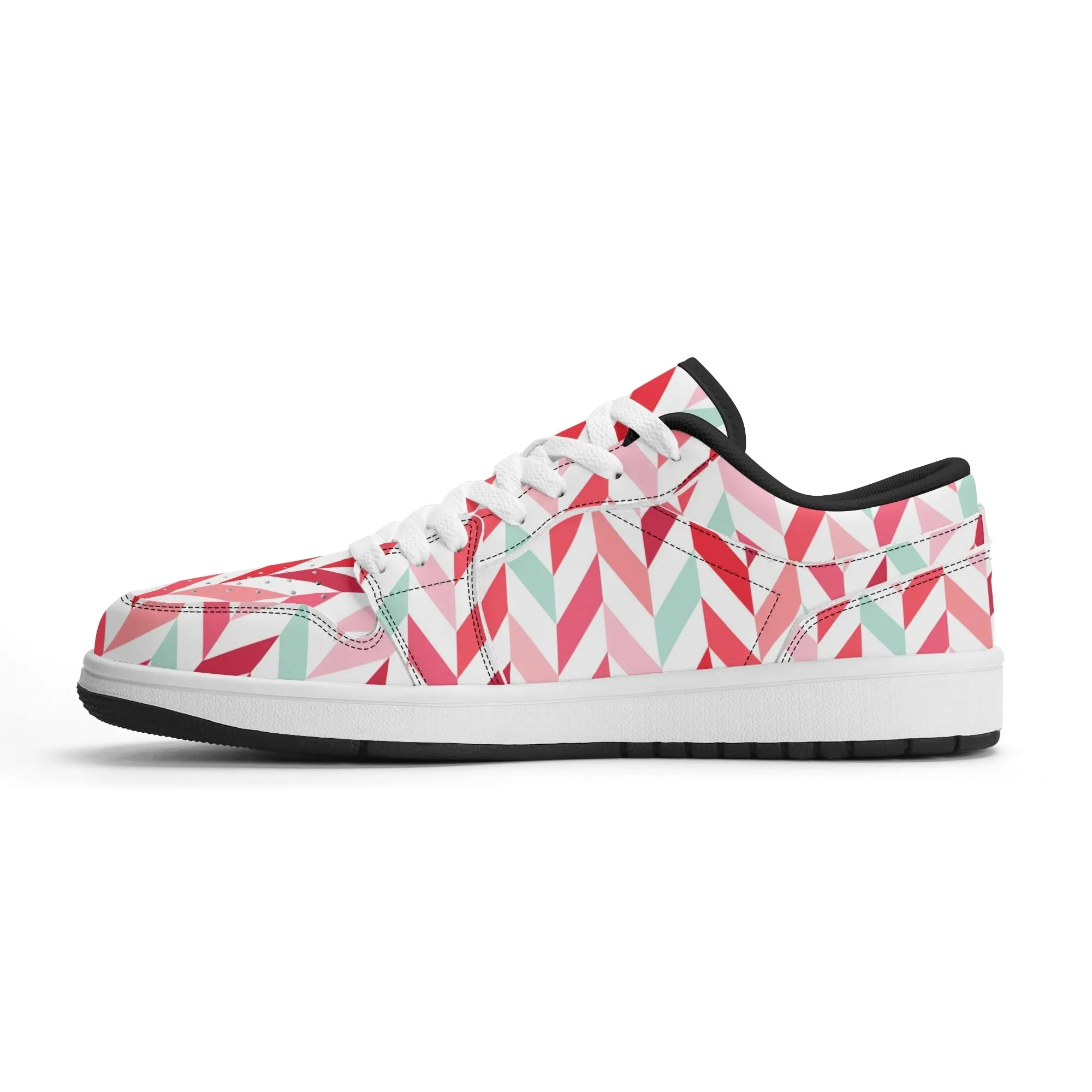 Pink Lines Low Top Leder Sneaker für Damen