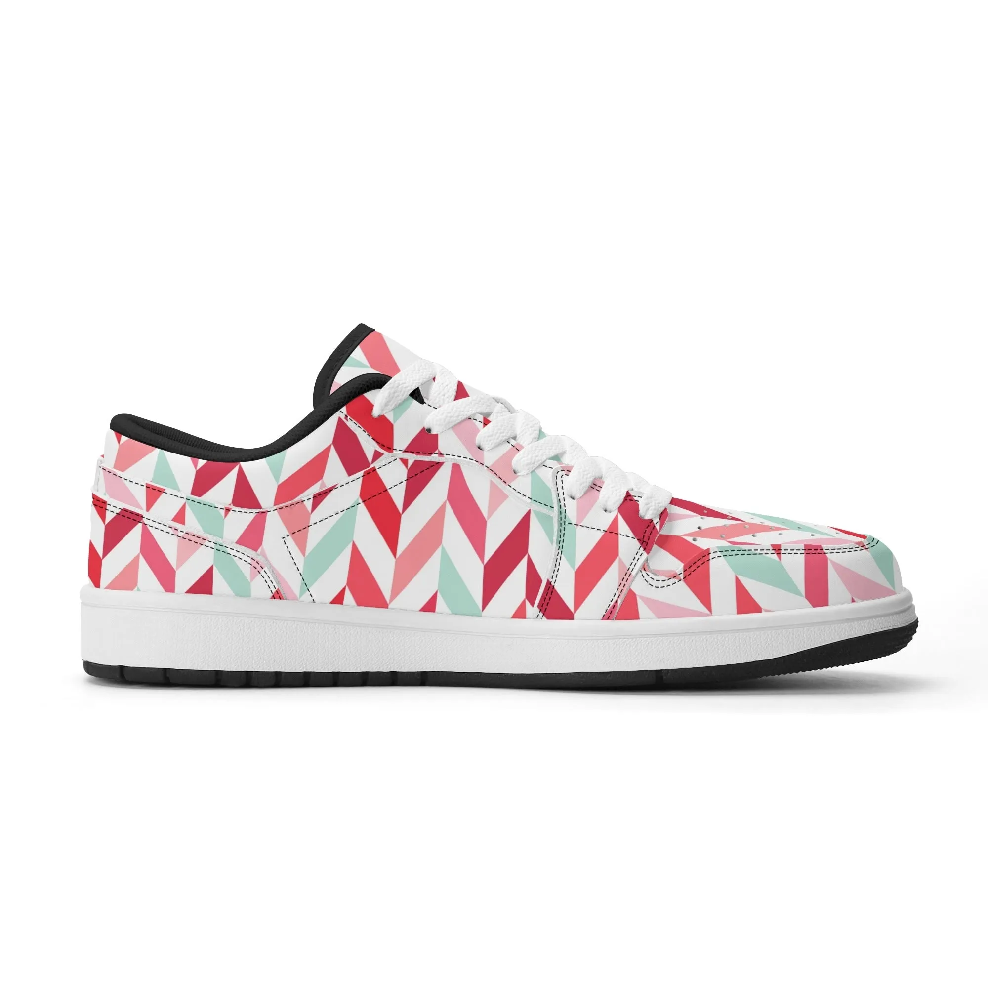 Pink Lines Low Top Leder Sneaker für Damen