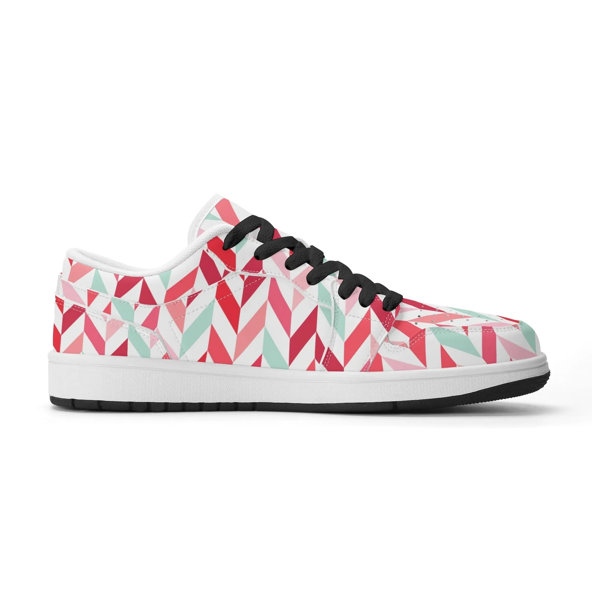 Pink Lines Low Top Leder Sneaker für Damen