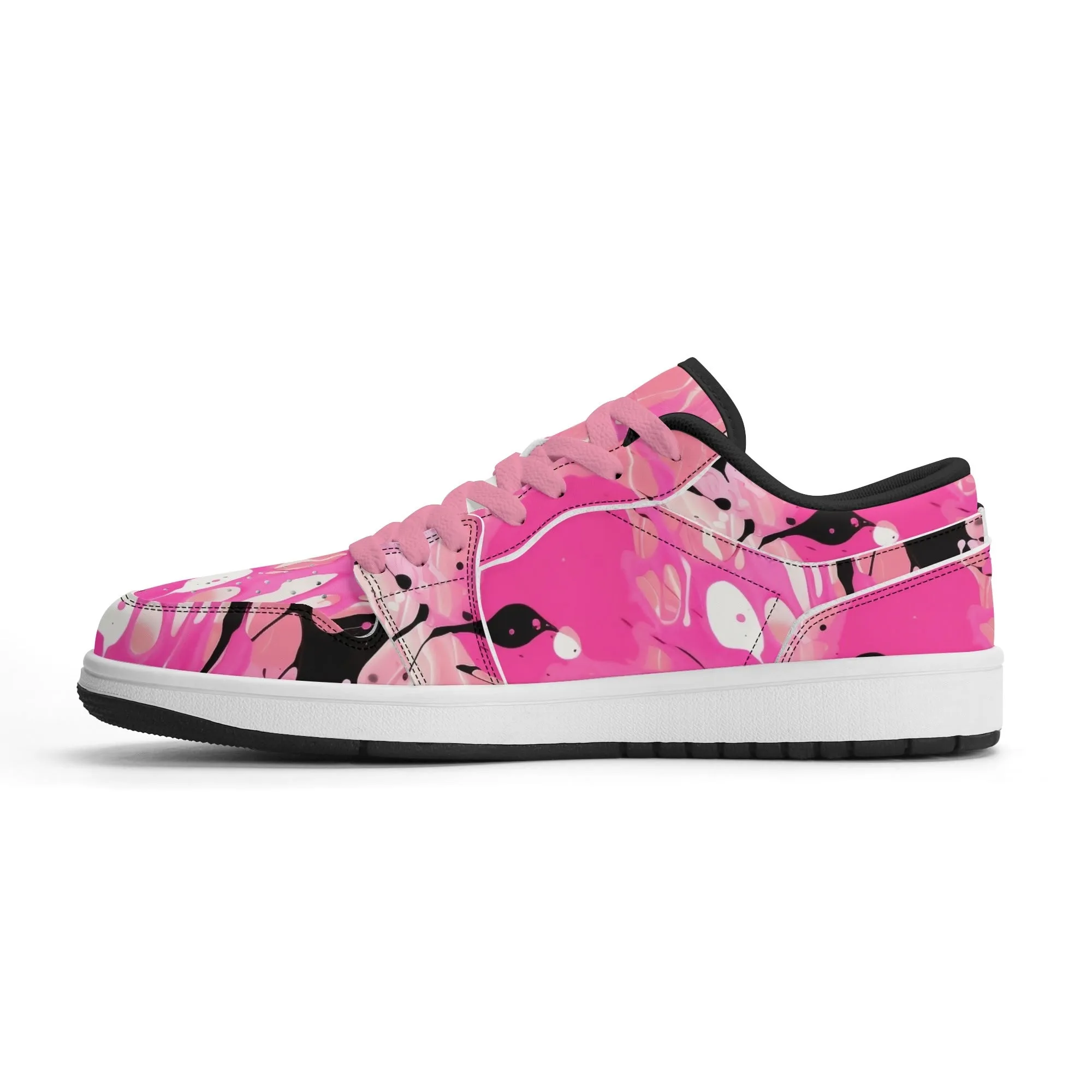 Pink Splash Low Top Leder Sneaker für Herren