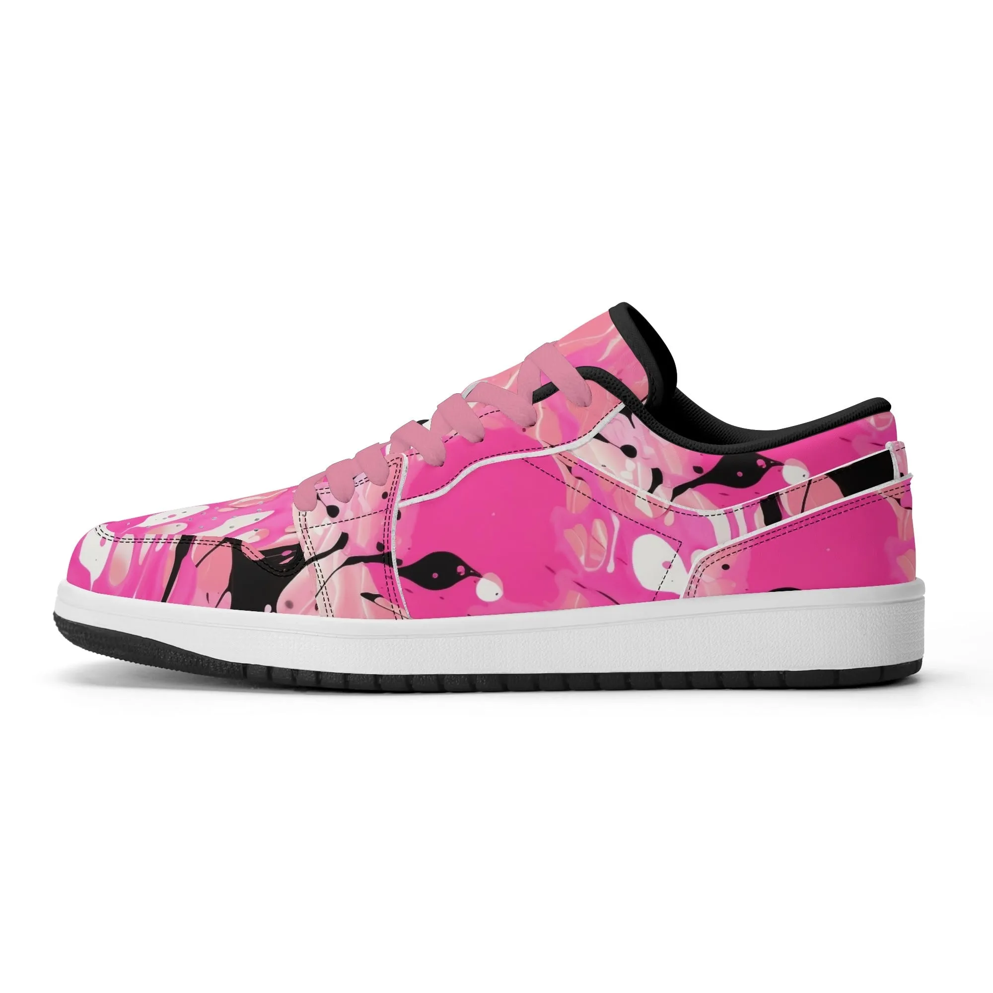 Pink Splash Low Top Leder Sneaker für Herren