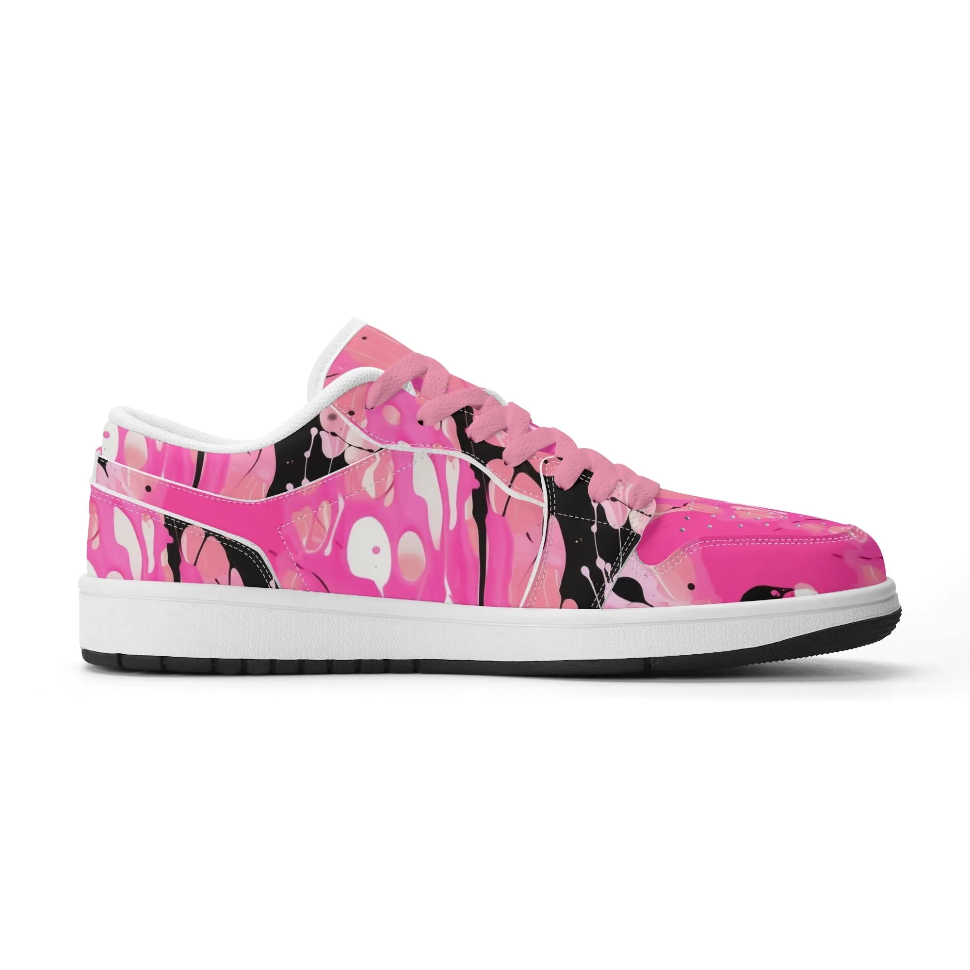 Pink Splash Low Top Leder Sneaker für Herren