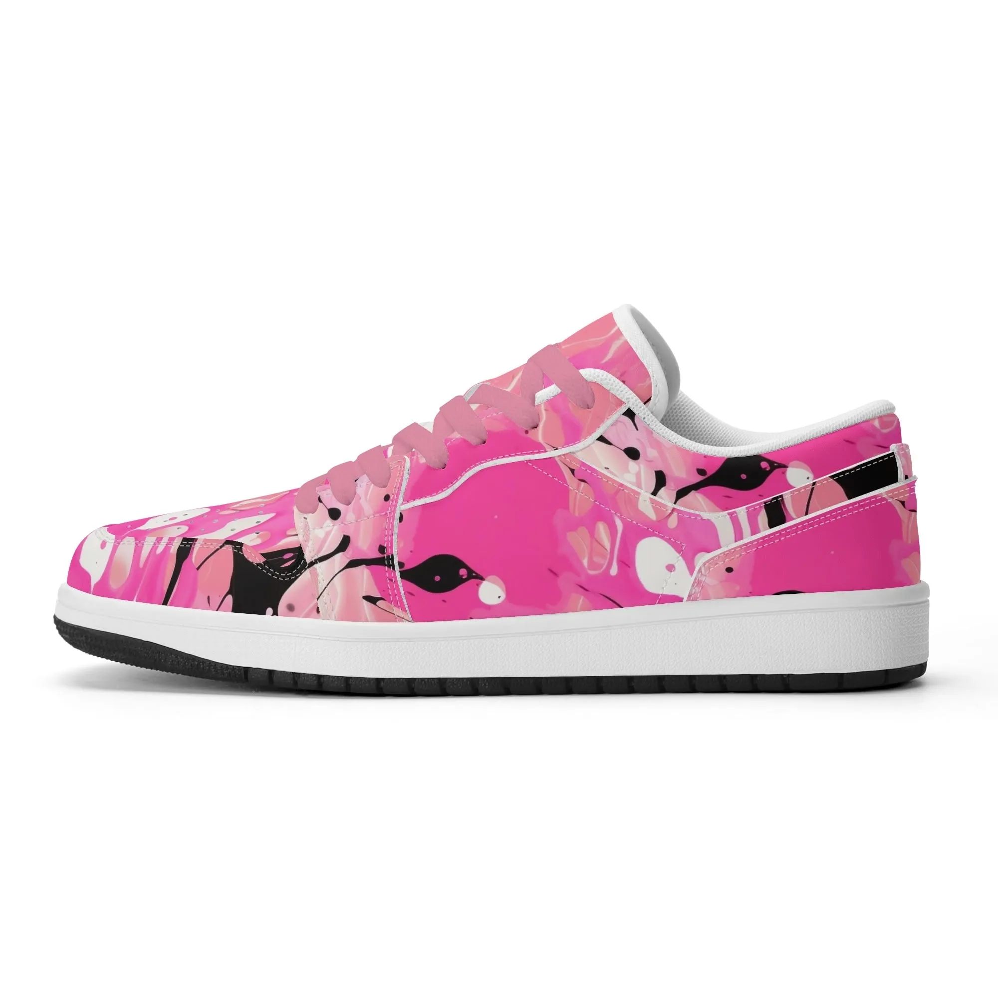 Pink Splash Low Top Leder Sneaker für Herren