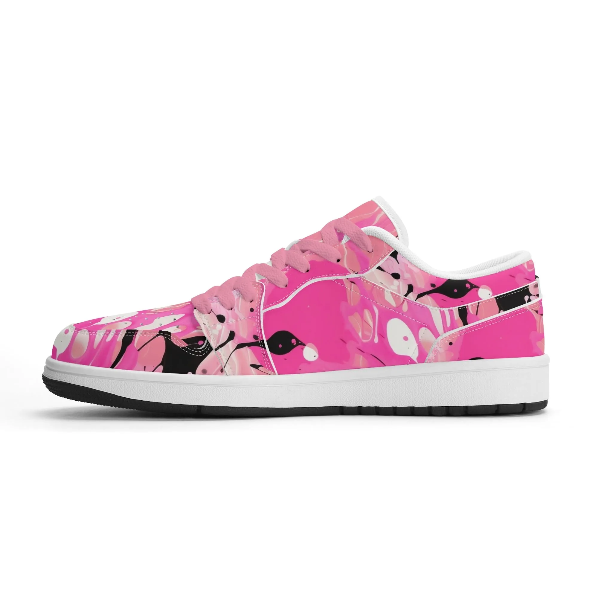 Pink Splash Low Top Leder Sneaker für Herren