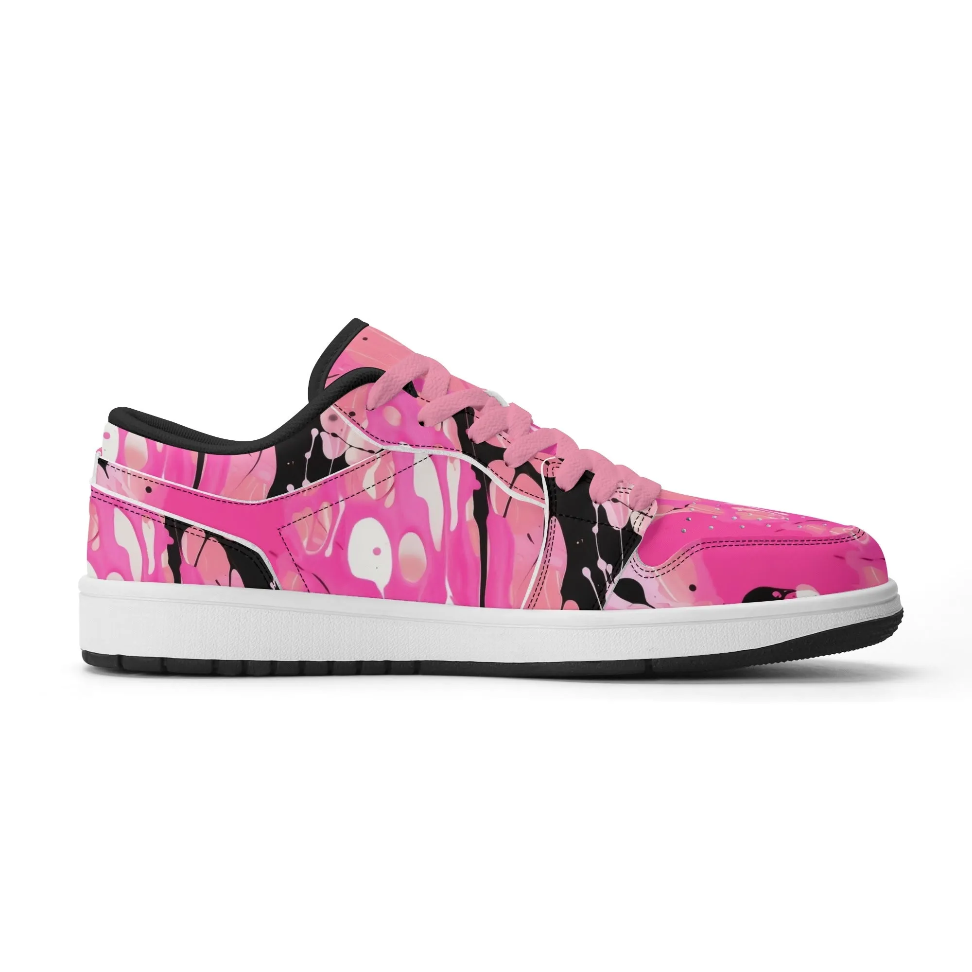 Pink Splash Low Top Leder Sneaker für Herren
