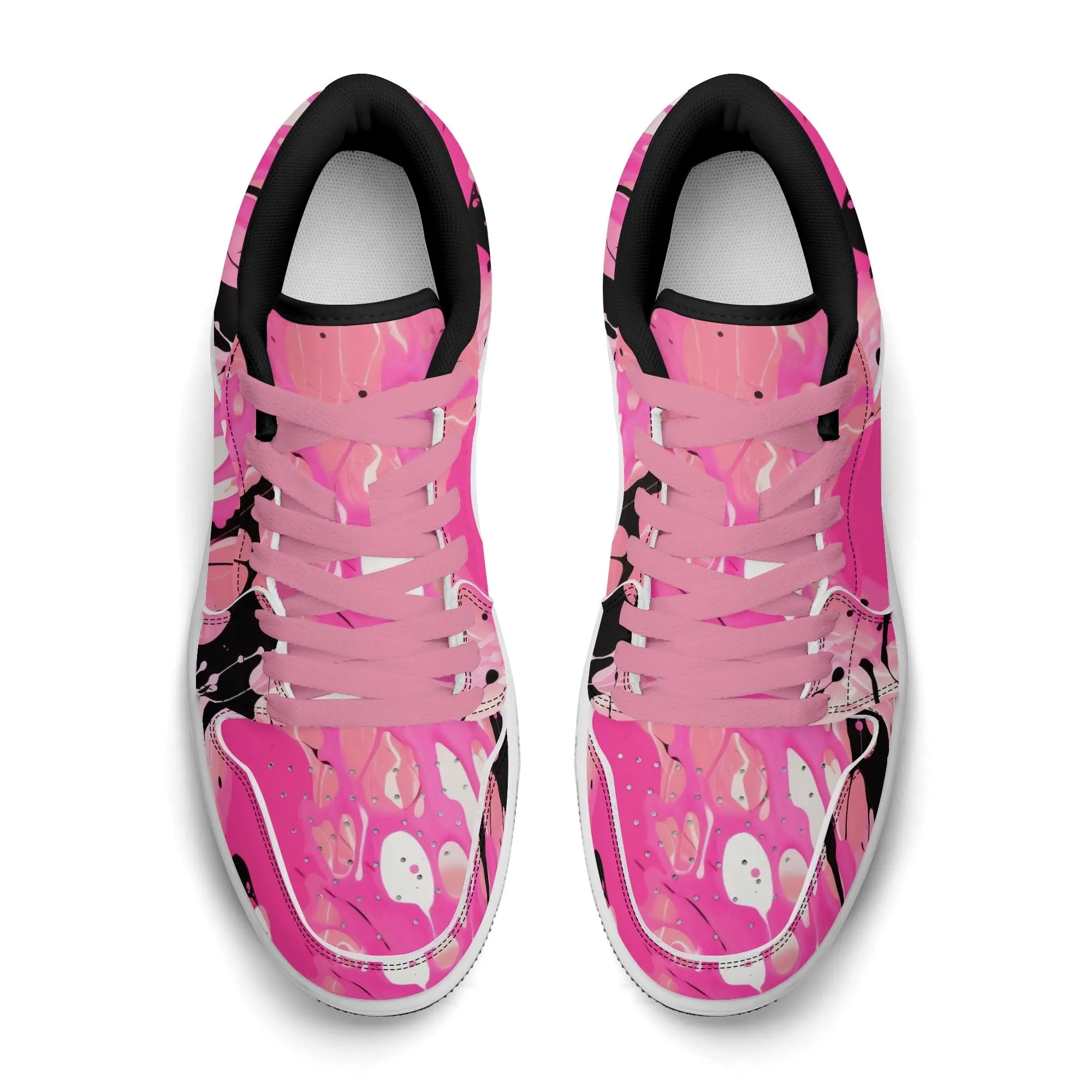 Pink Splash Low Top Leder Sneaker für Herren