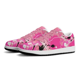 Pink Splash Low Top Leder Sneaker für Herren