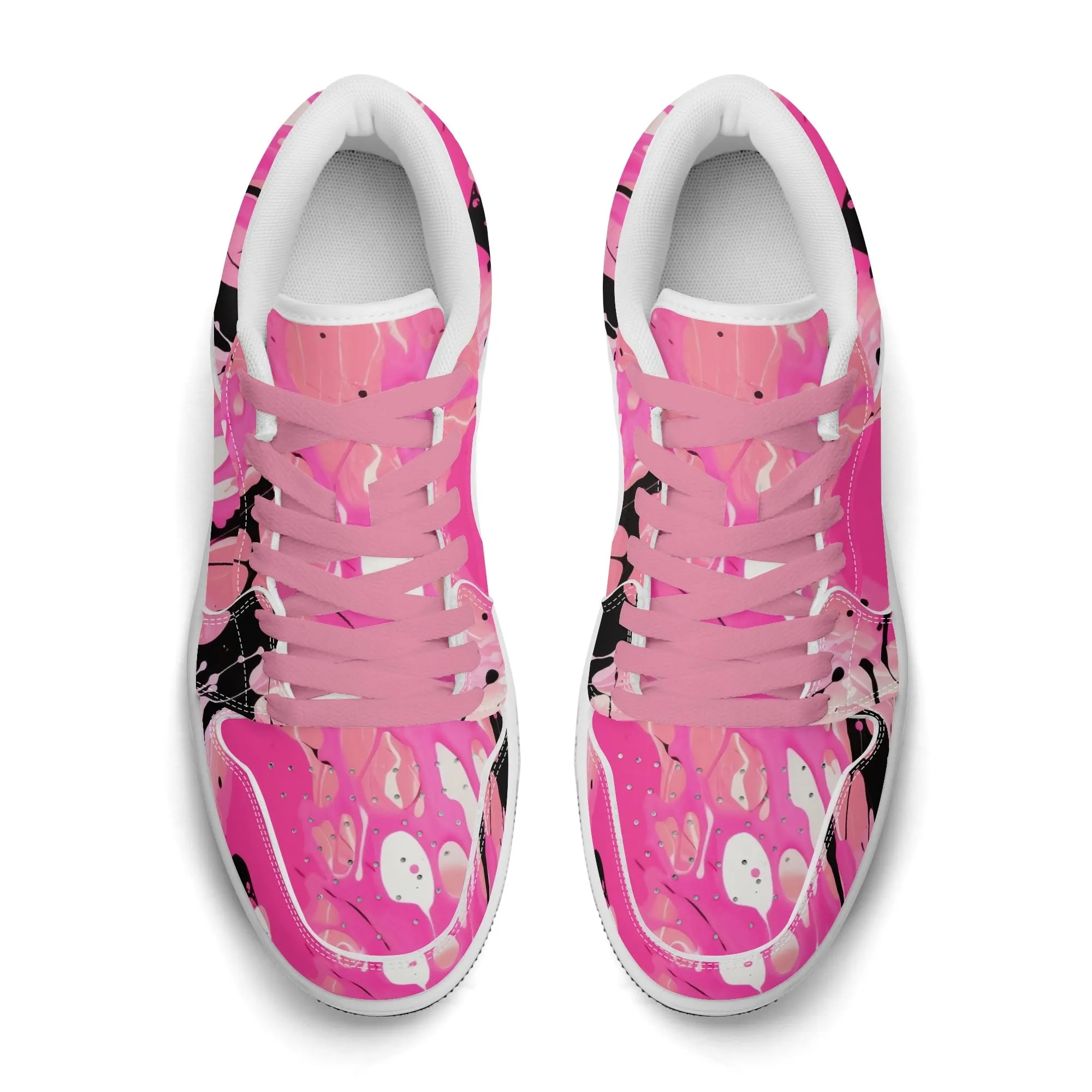 Pink Splash Low Top Leder Sneaker für Herren