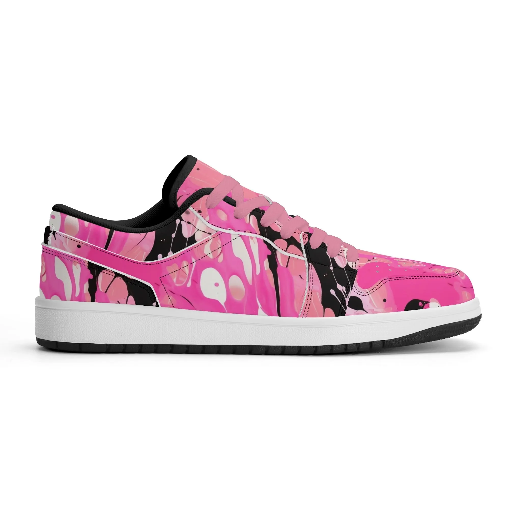Pink Splash Low Top Leder Sneaker für Herren